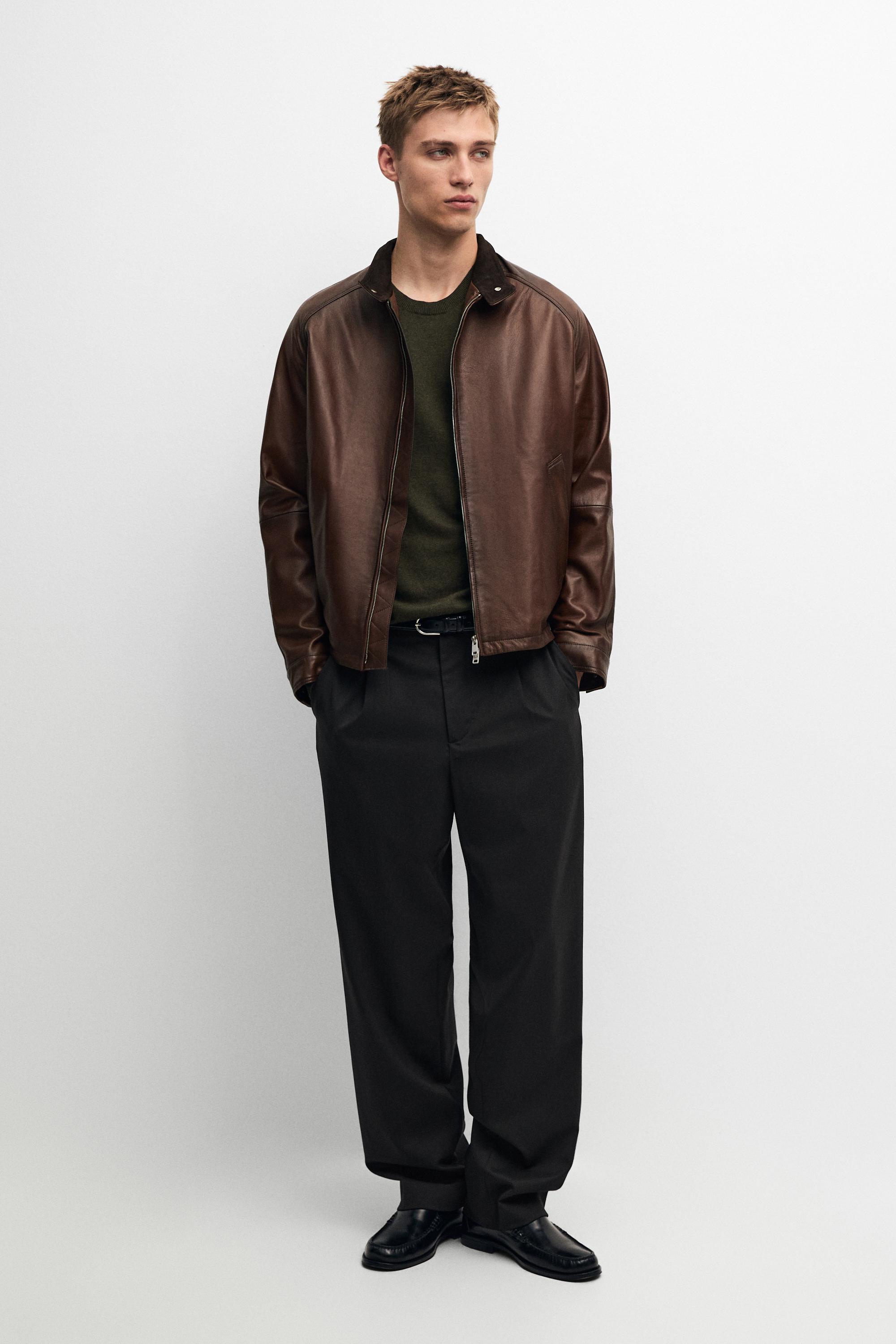 Nappa leather high-neck jacket Leather