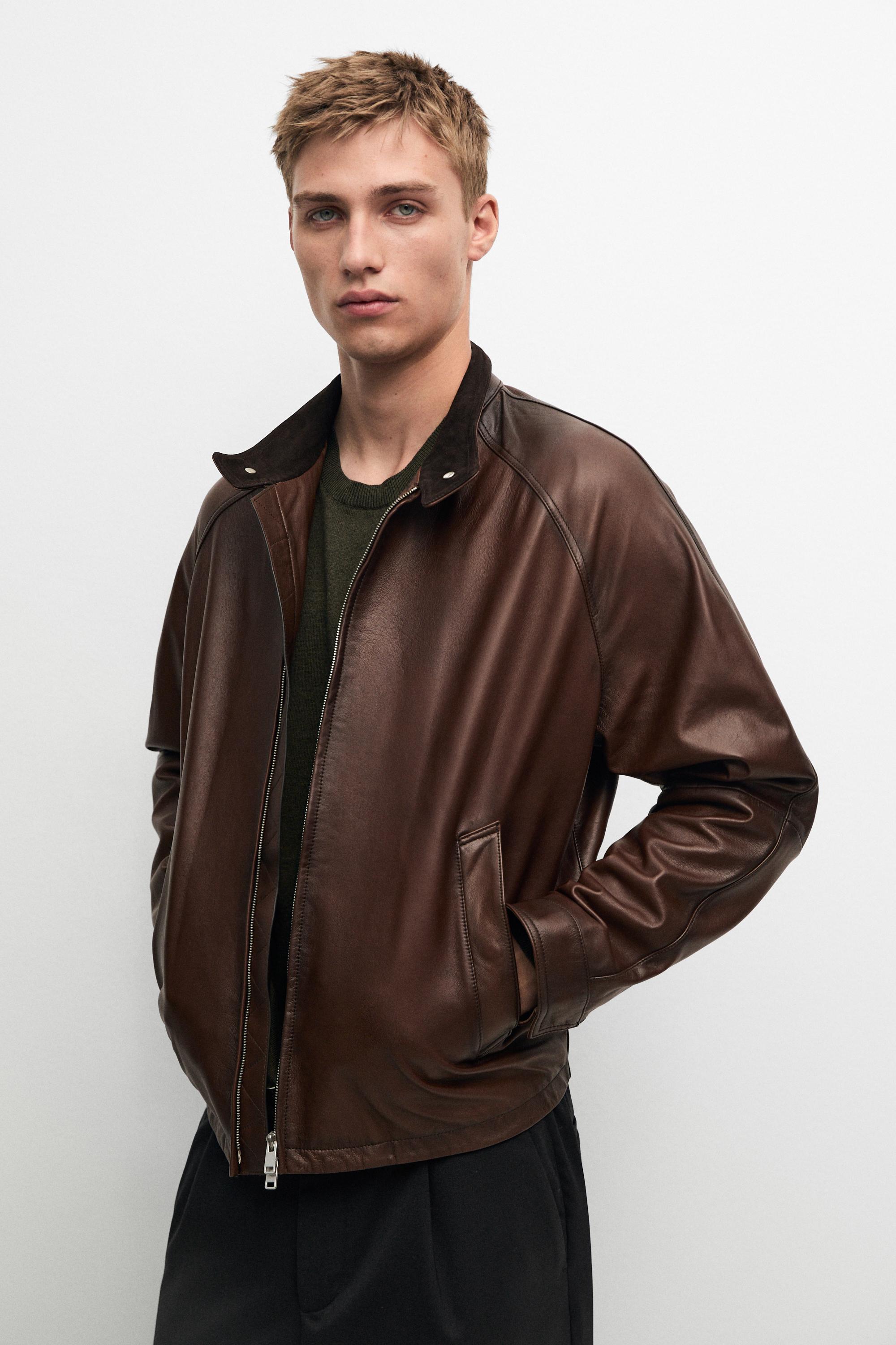 Nappa leather high-neck jacket Leather