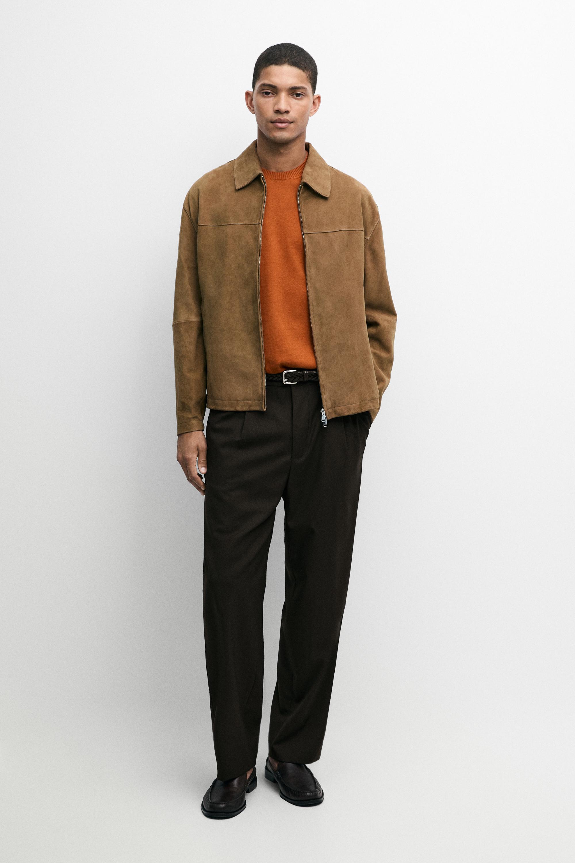 Suede leather jacket Light Beige