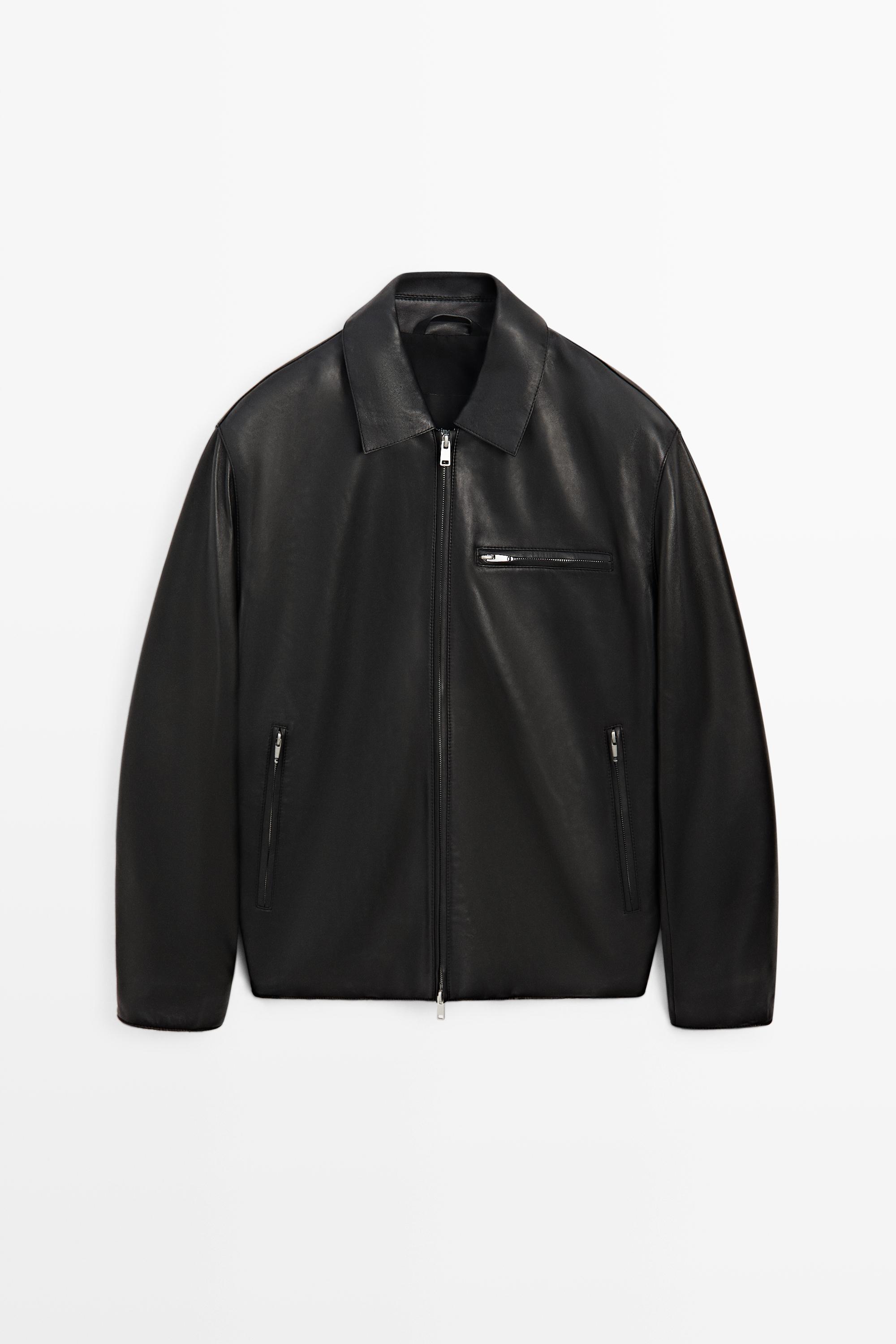 Nappa leather jacket with pocket detail Black