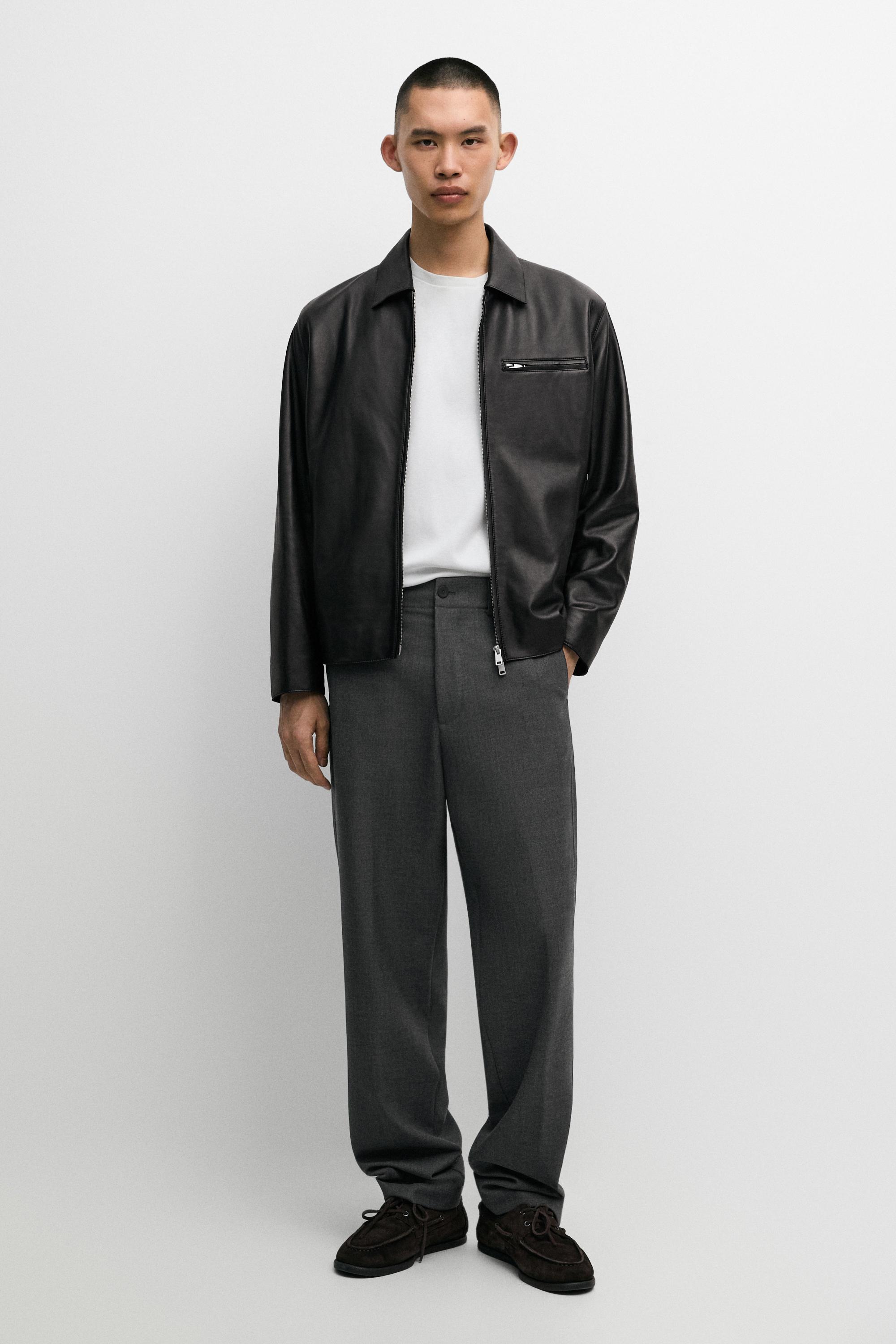Nappa leather jacket with pocket detail Black