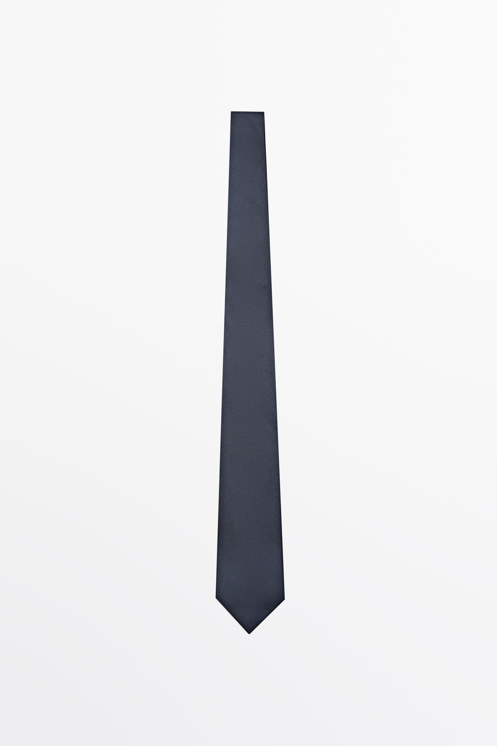100% silk textured tie Navy Blue