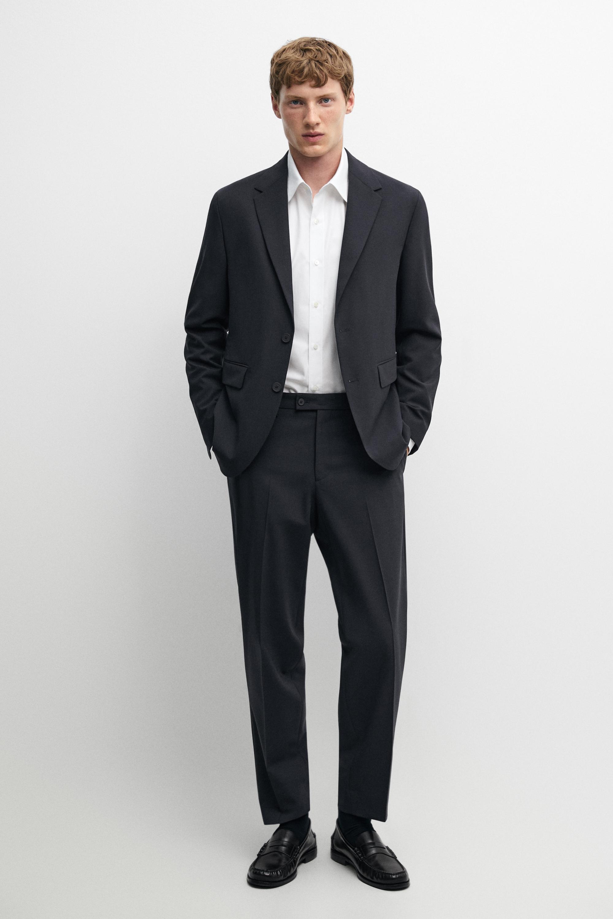 Wool blend suit pants Navy Blue