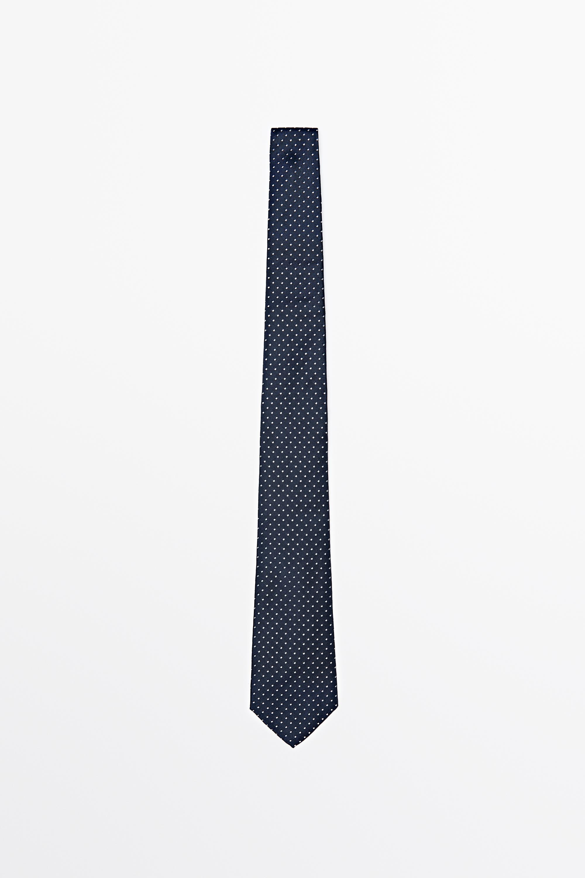 100% silk polka dot tie Navy Blue