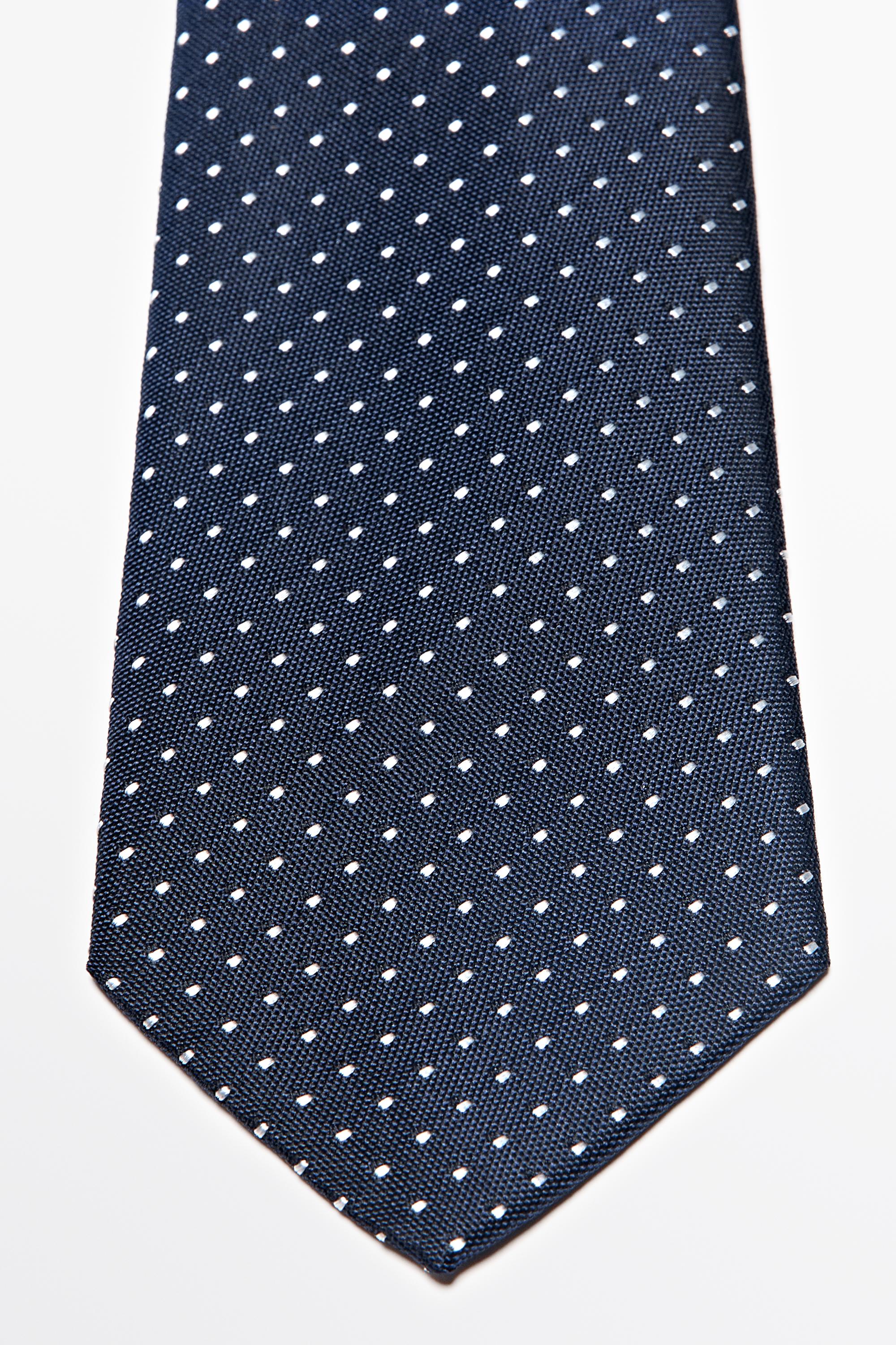 100% silk polka dot tie Navy Blue