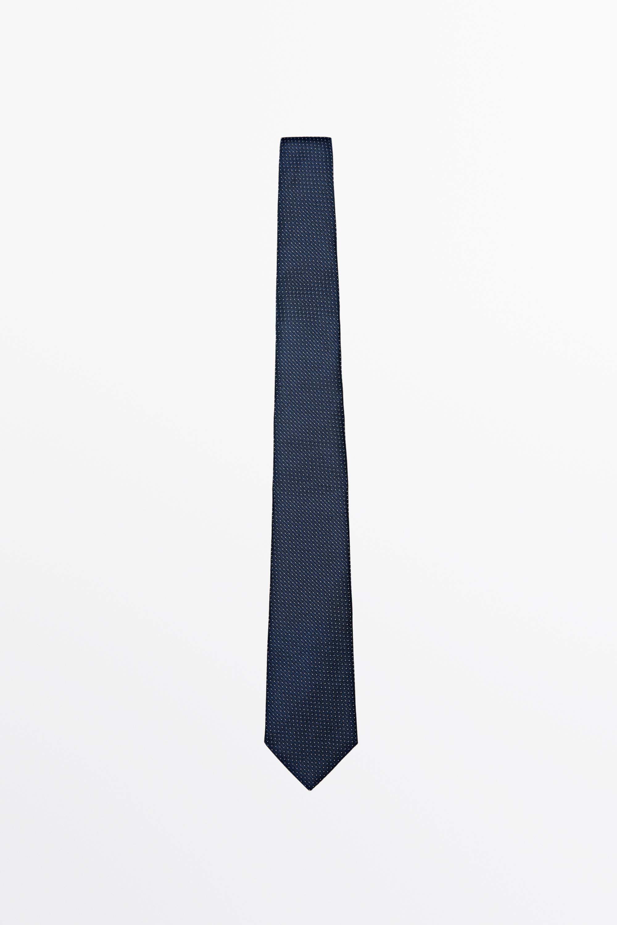 100% silk micro-polka dot tie Navy Blue