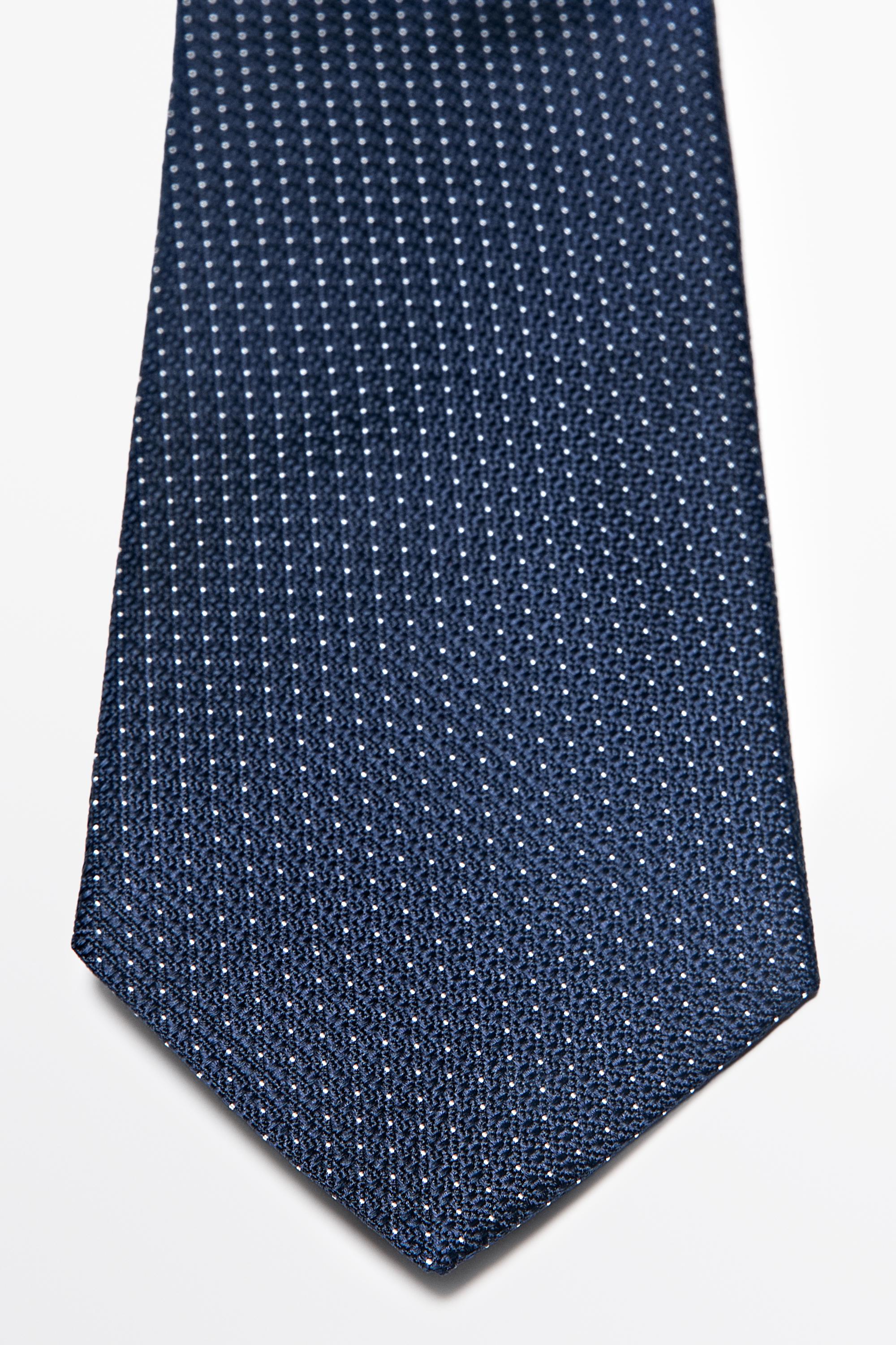 100% silk micro-polka dot tie Navy Blue