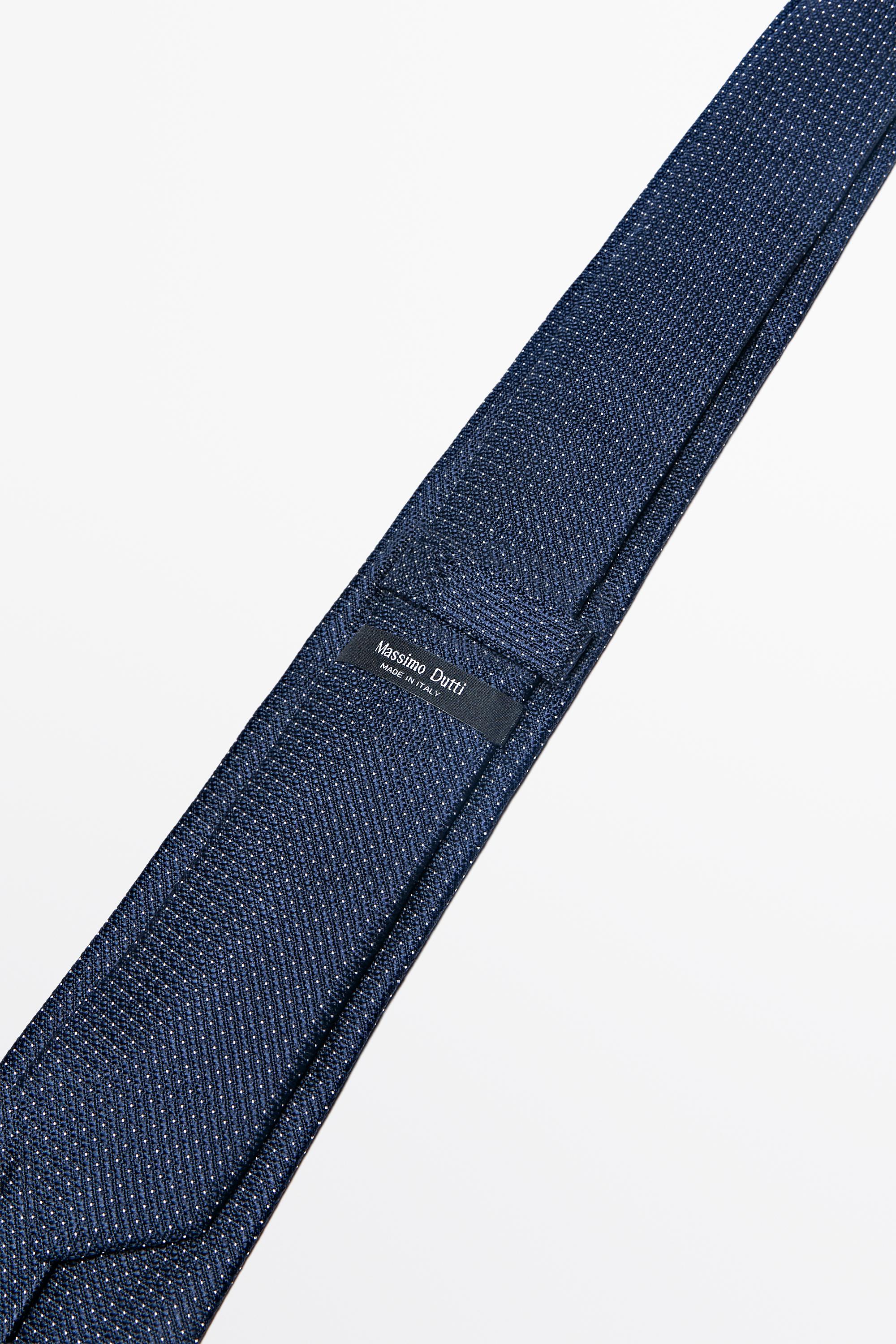 100% silk micro-polka dot tie Navy Blue