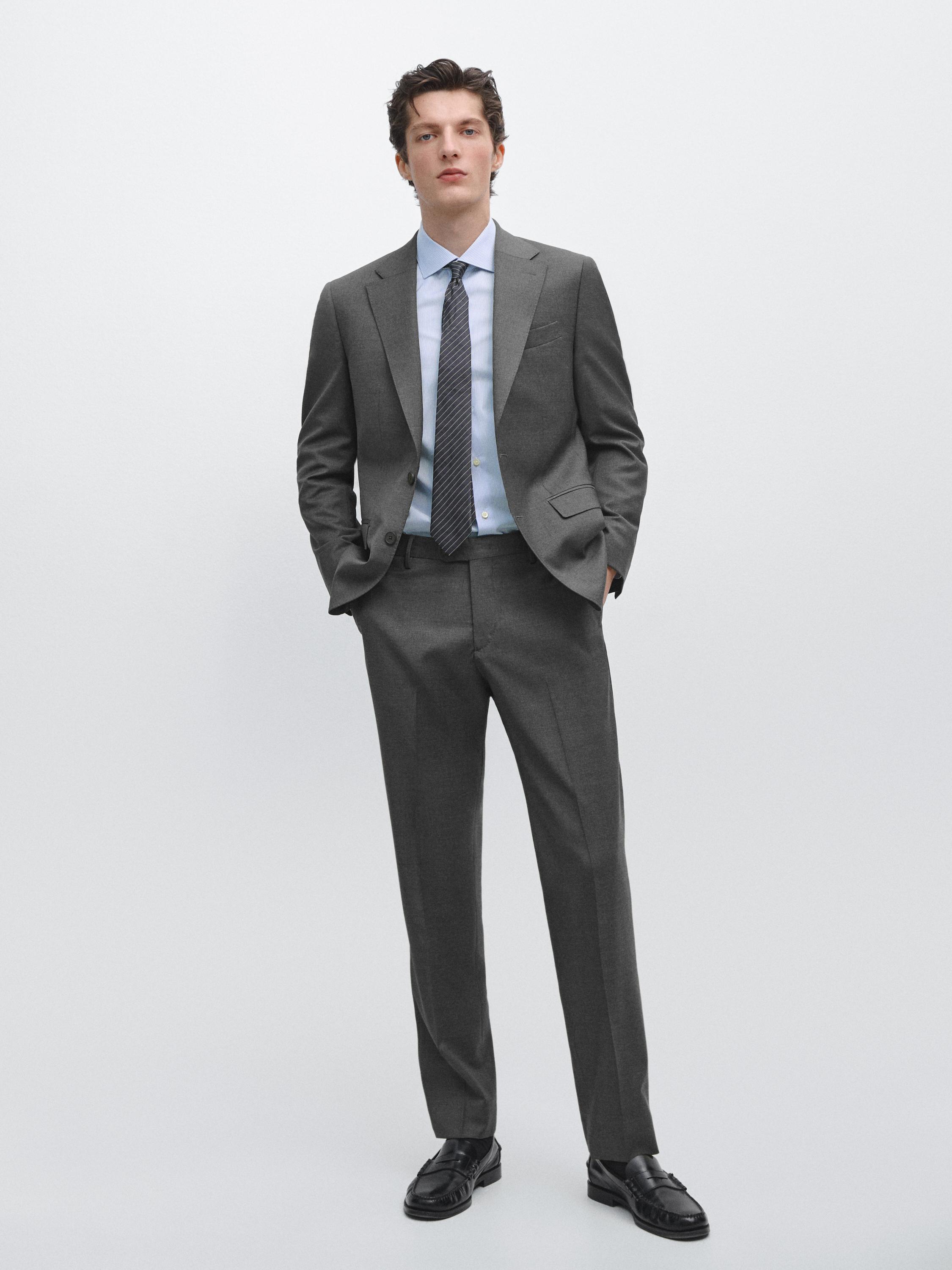 100% cool wool suit blazer Grey