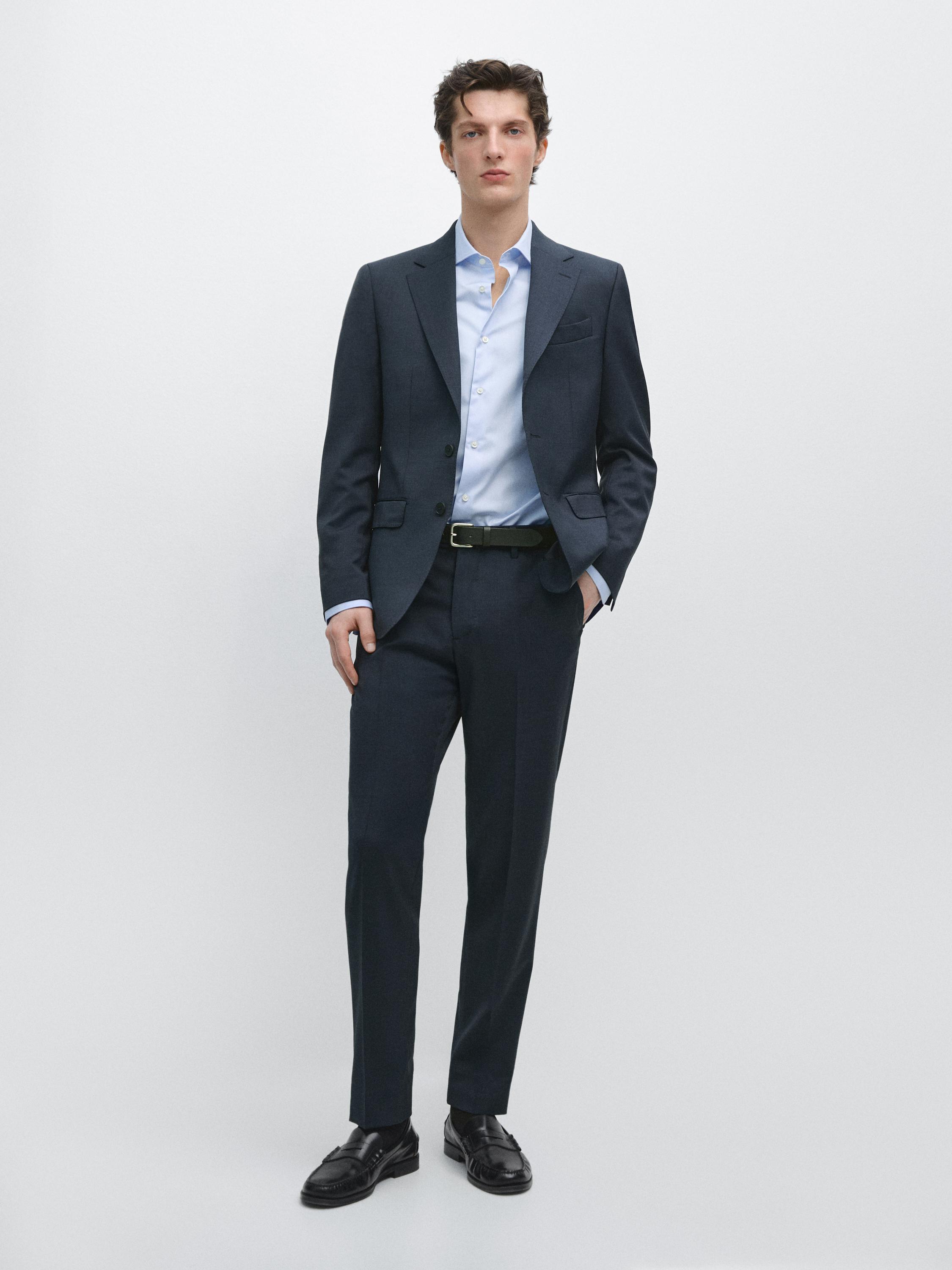 100% cool wool suit blazer Blue