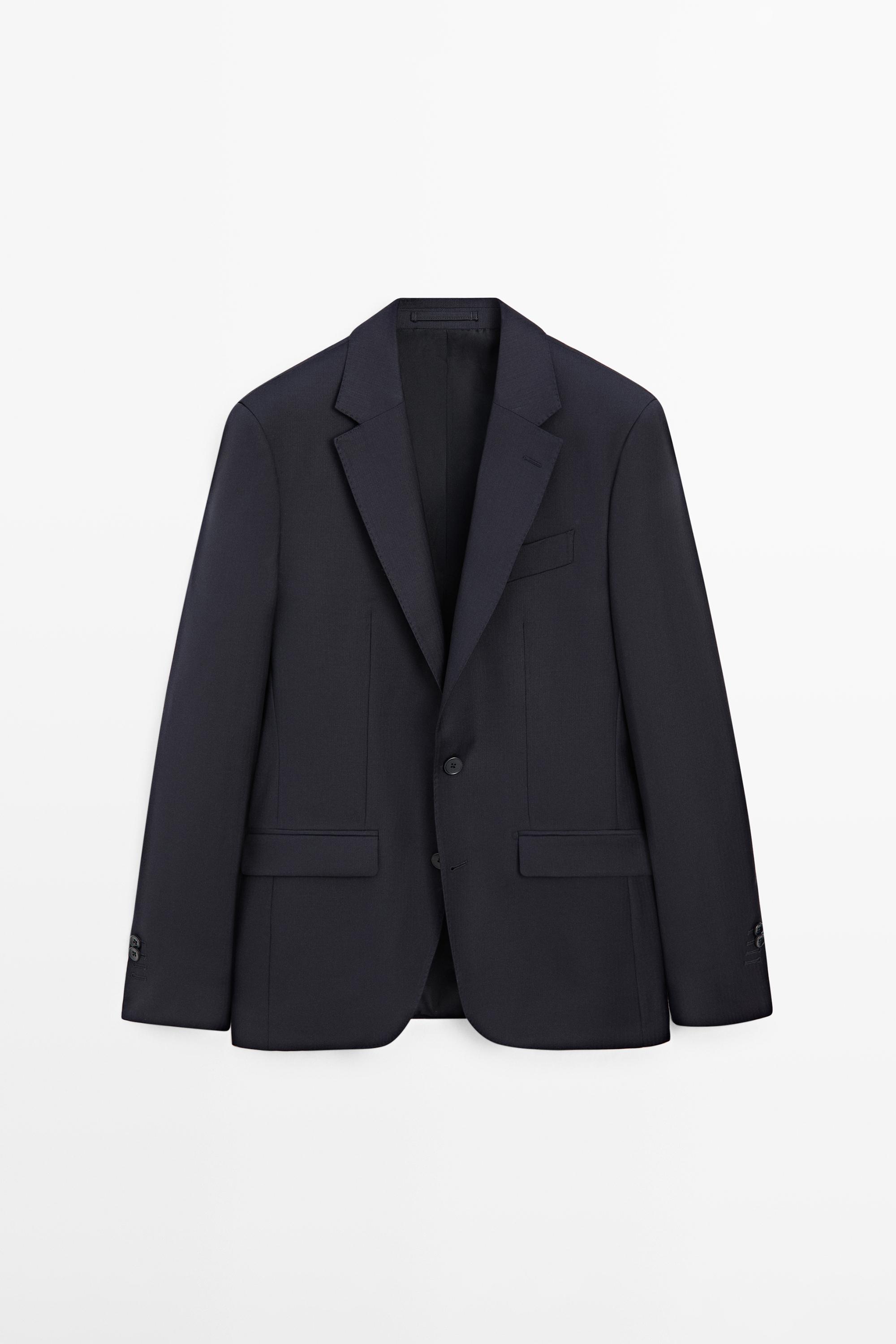 100% cool wool suit blazer Navy Blue