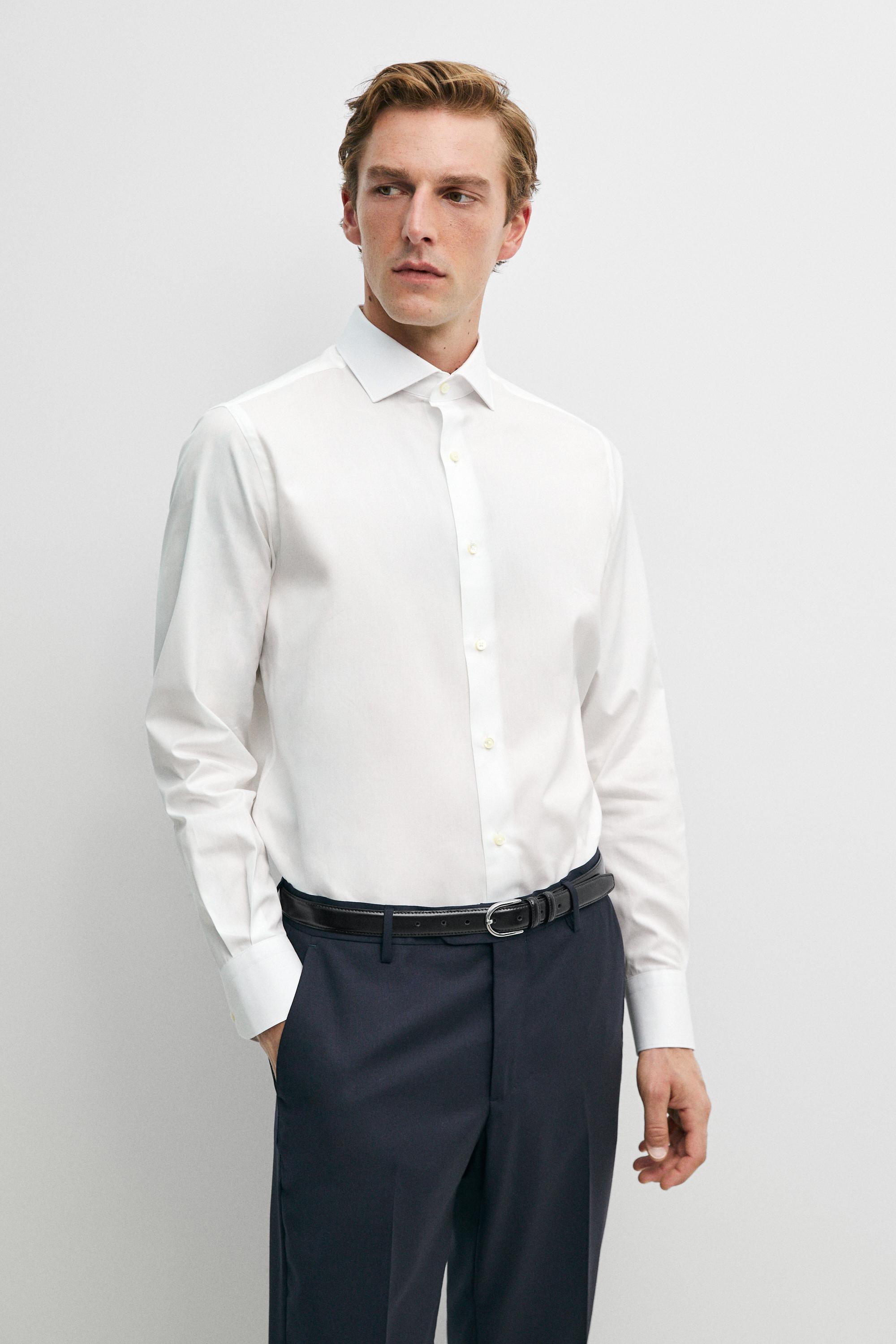 Slim fit 100% cotton shirt White