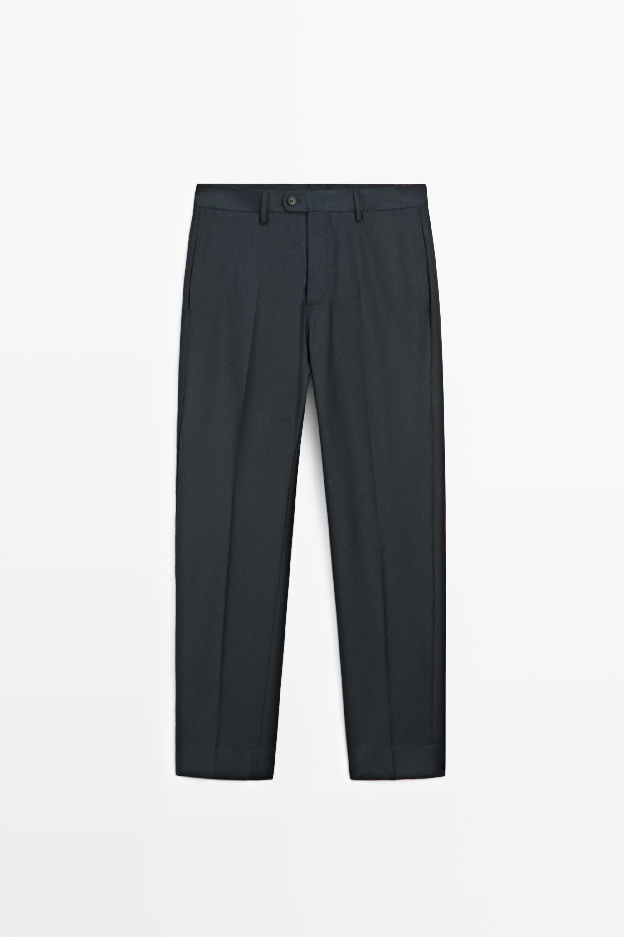 Striped wool blend suit trousers Navy Blue