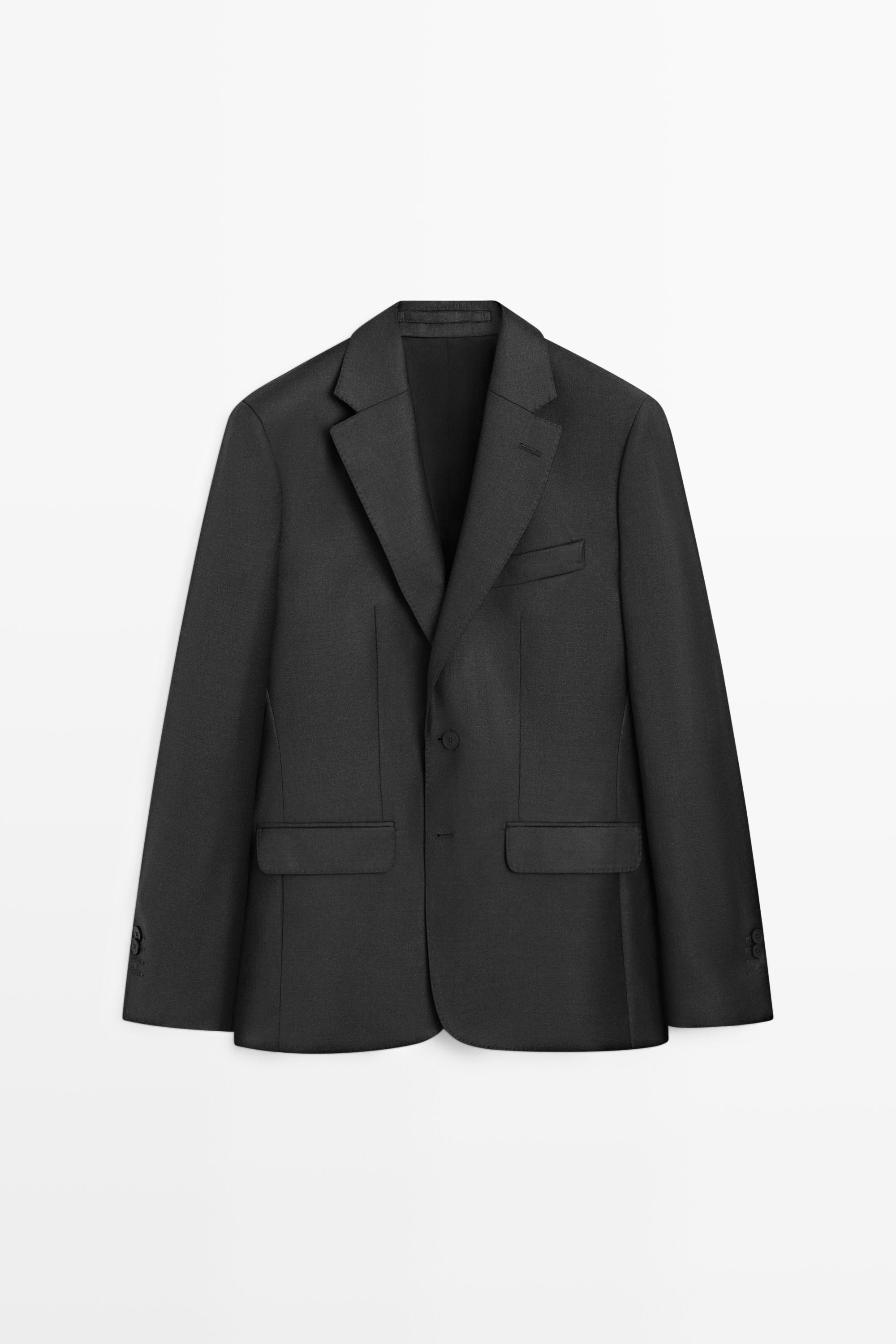 100% cool wool suit blazer Charcoal