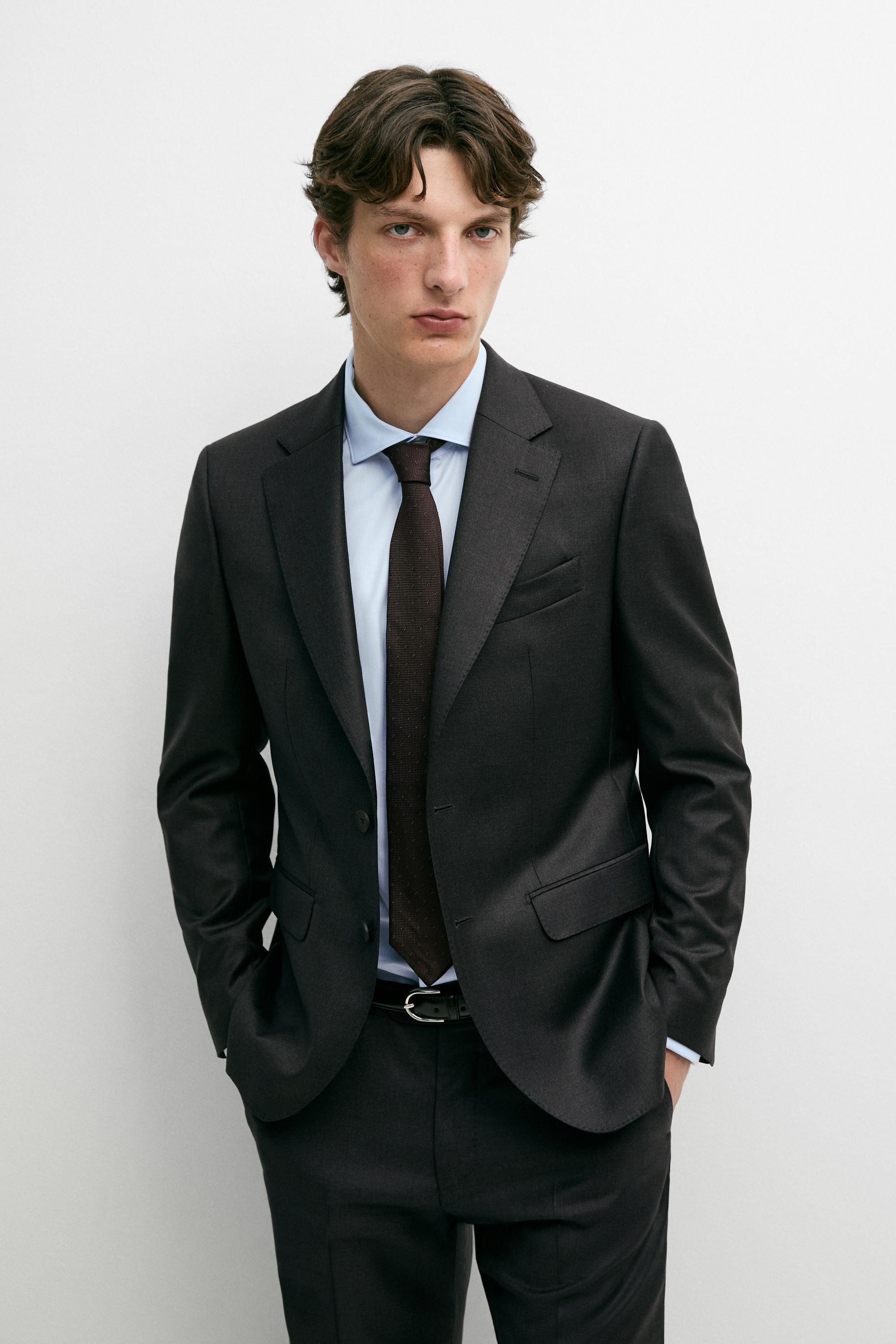 100% cool wool suit blazer Charcoal