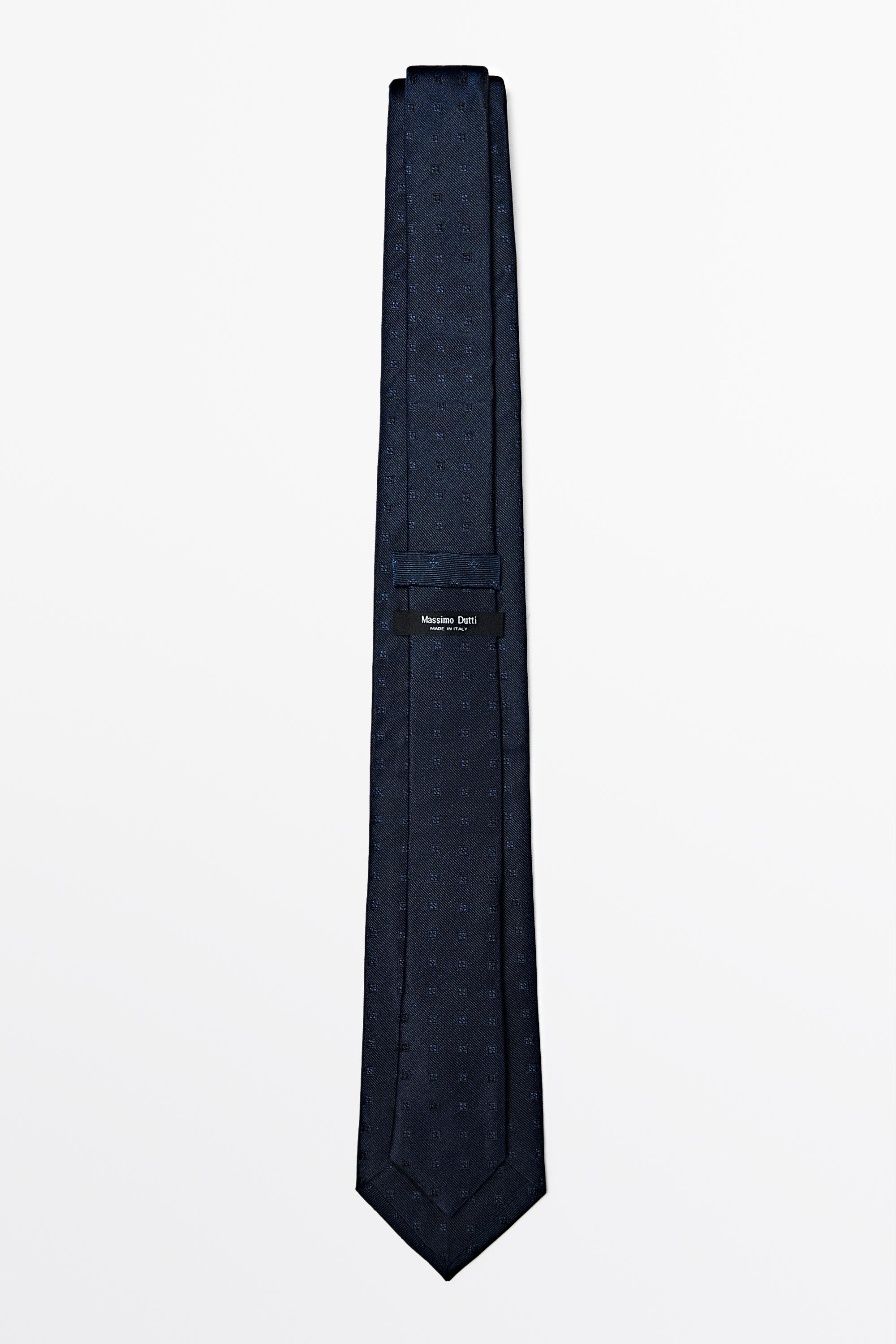 100% silk tie with embroidered detail Navy Blue