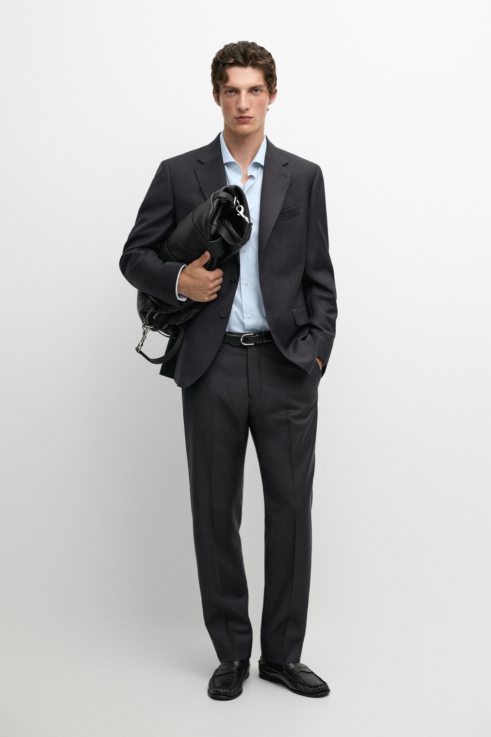 100% wool suit pants Navy Blue