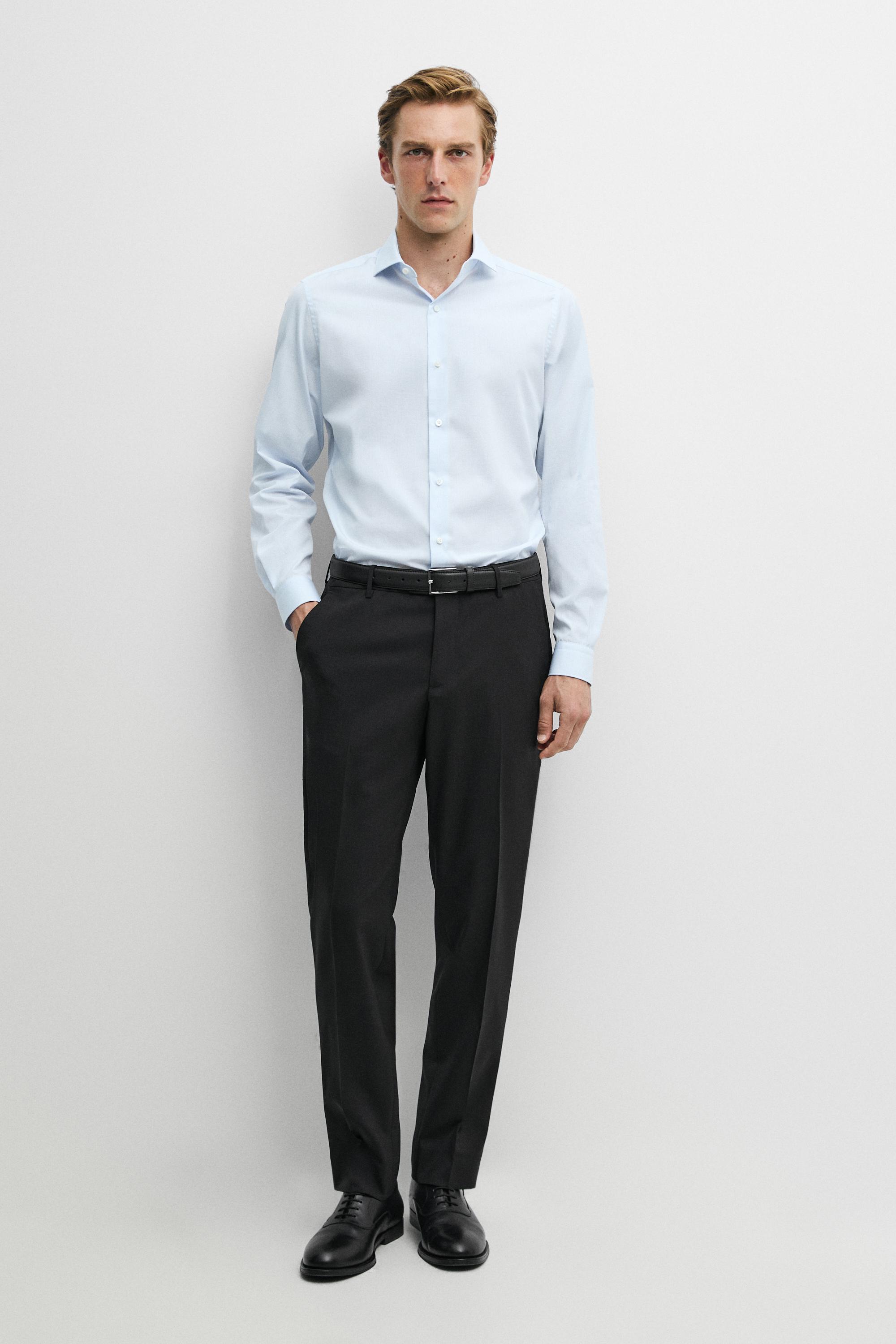 Slim fit gingham shirt Sky Blue