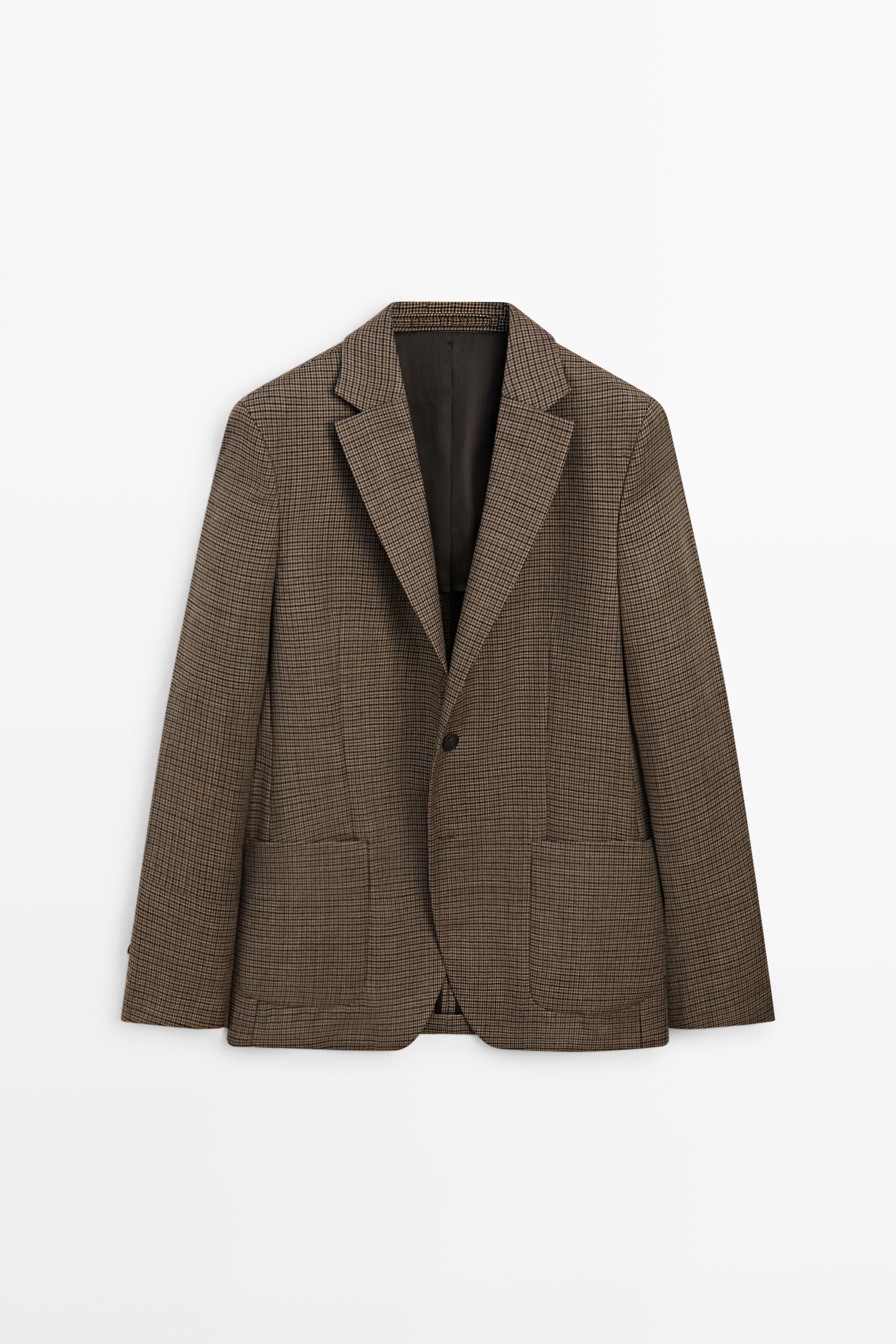 100% wool houndstooth blazer Beige Marl