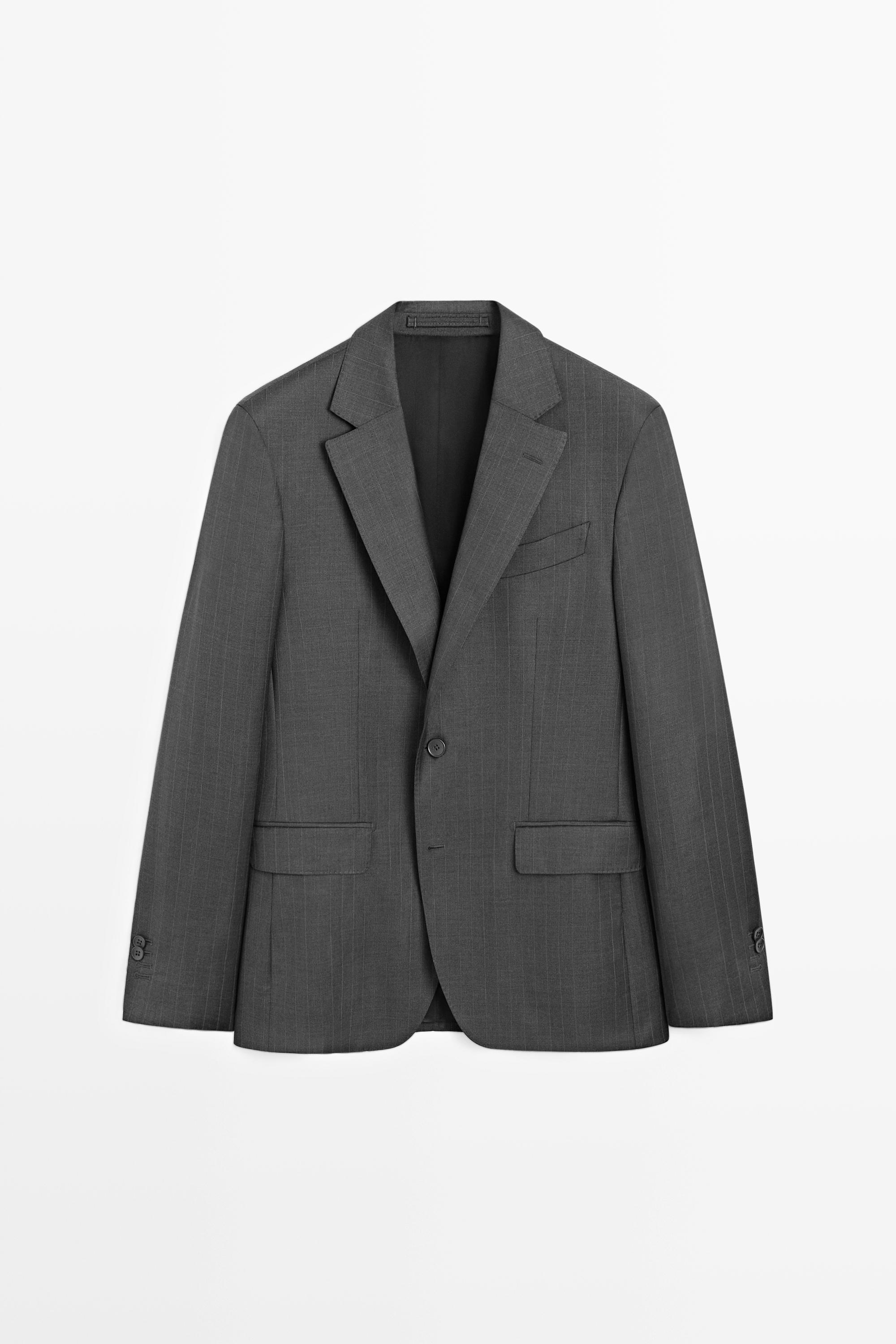 100% wool striped suit blazer Charcoal