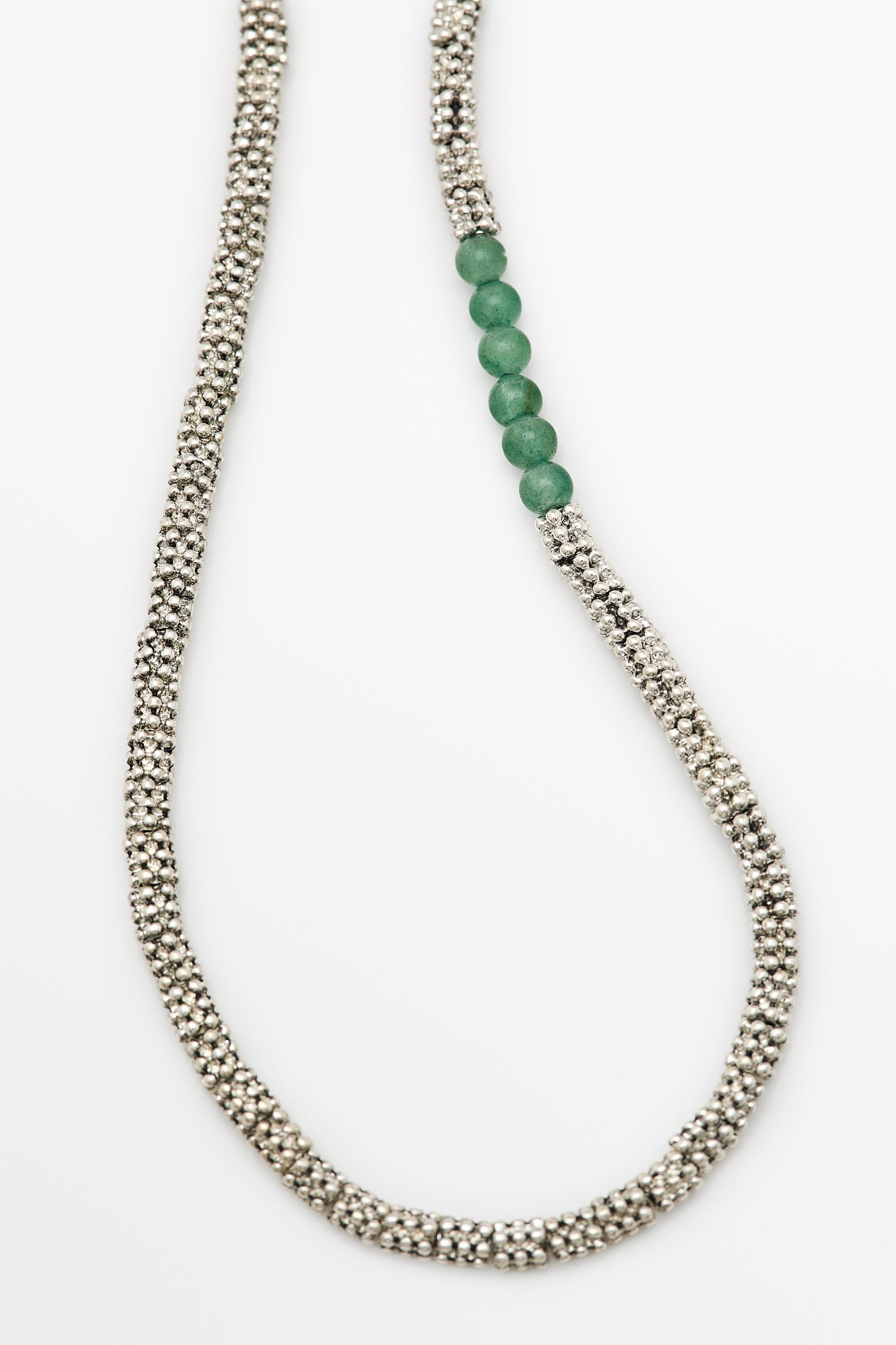 Mixed bead detail necklace Green
