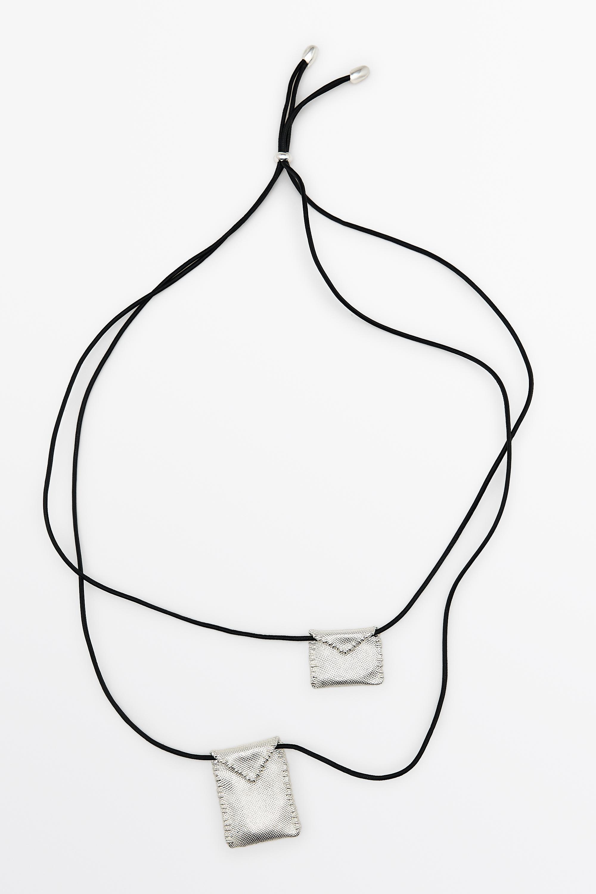 Envelope cord necklace Silver
