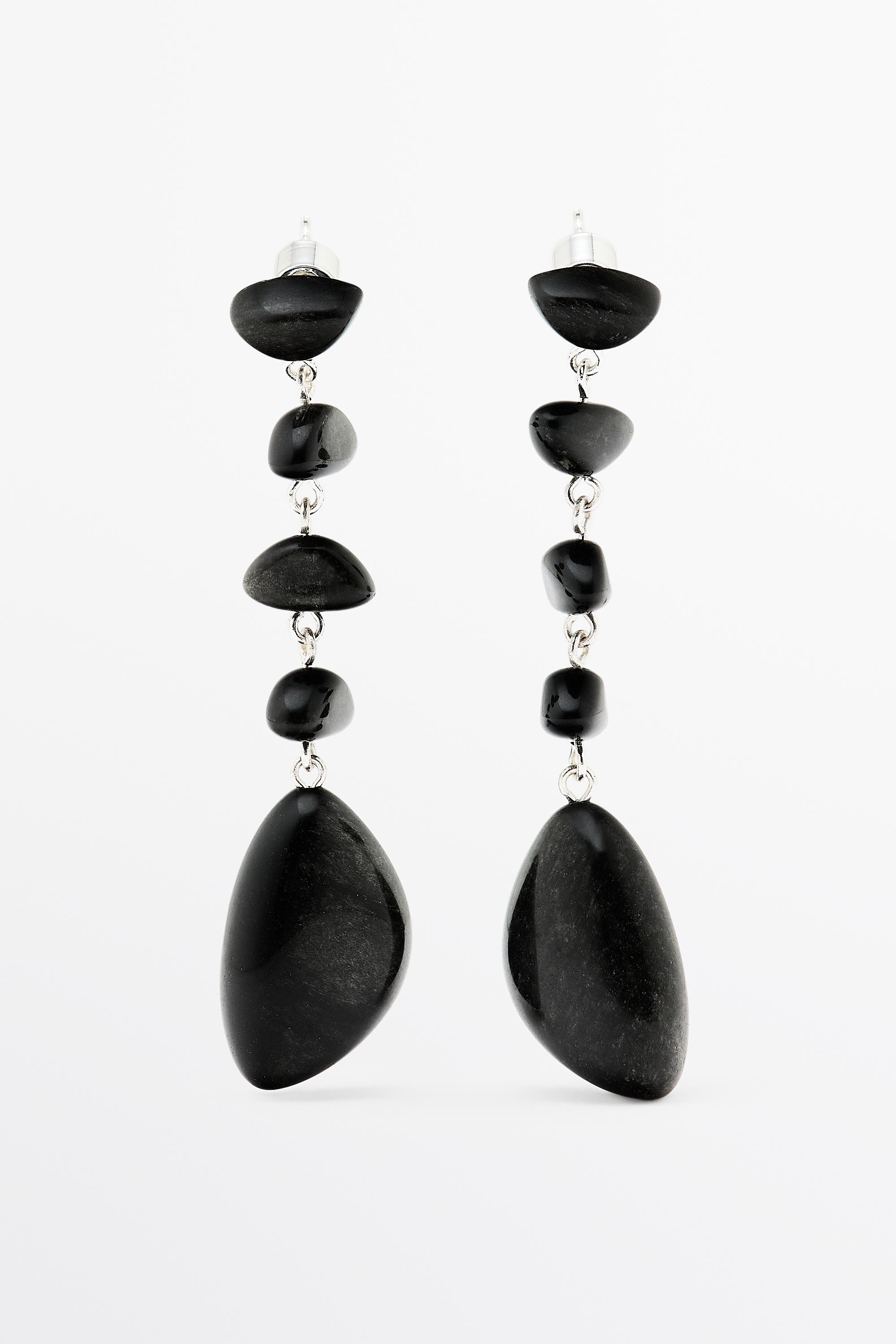Gemstone dangle earrings Black