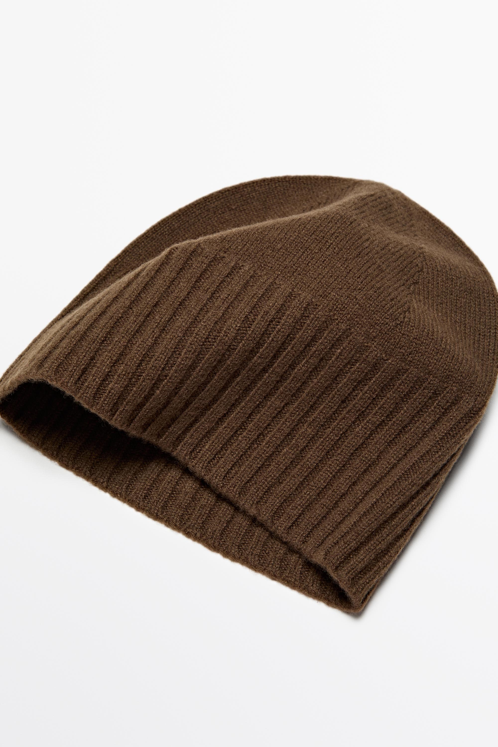 Wool and cashmere knit beanie Caramel
