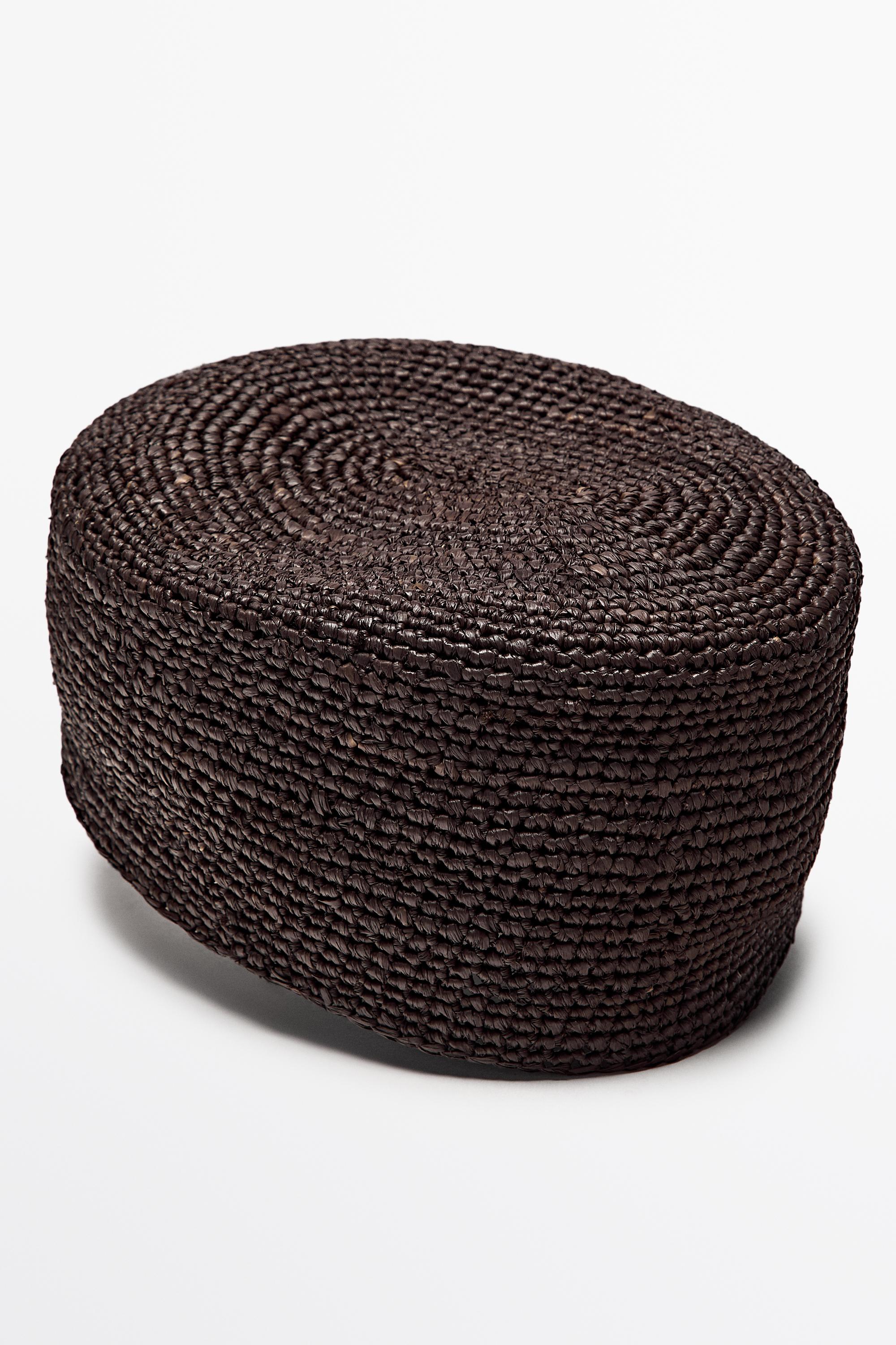 Raffia pillbox hat Ochre