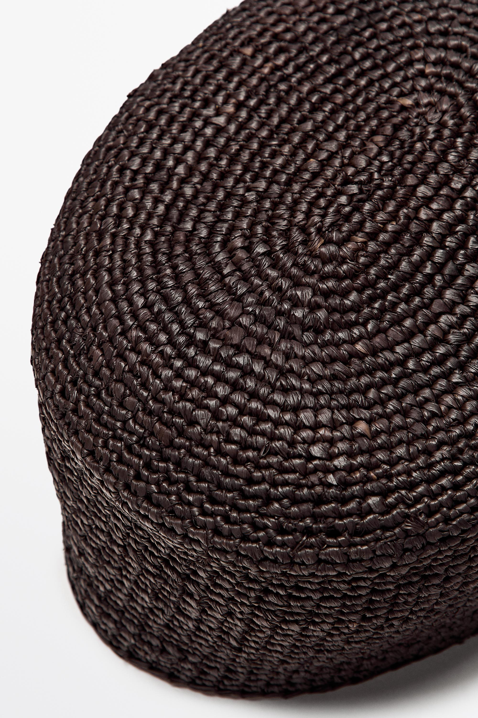 Raffia pillbox hat Ochre