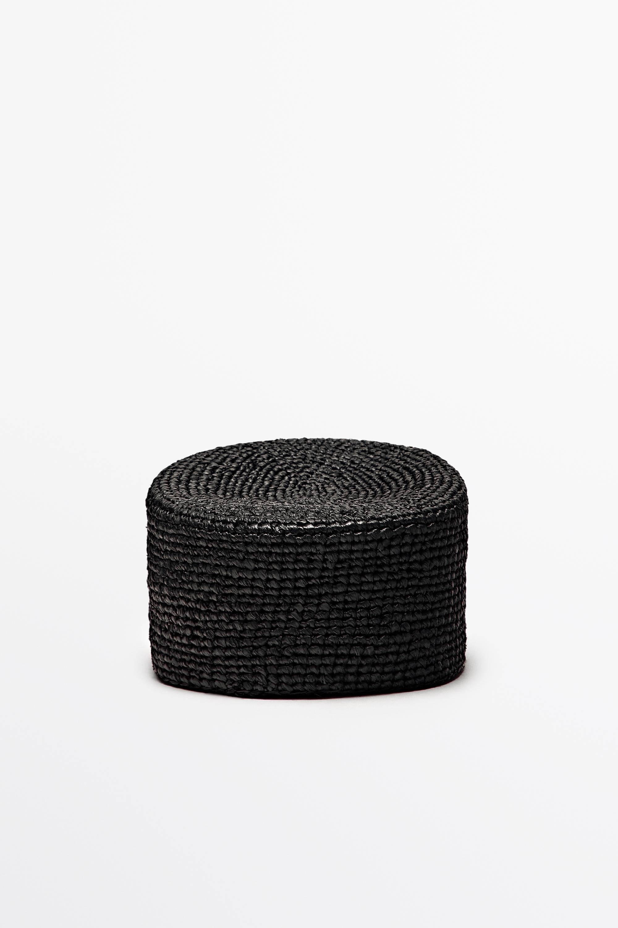 Raffia pillbox hat Black