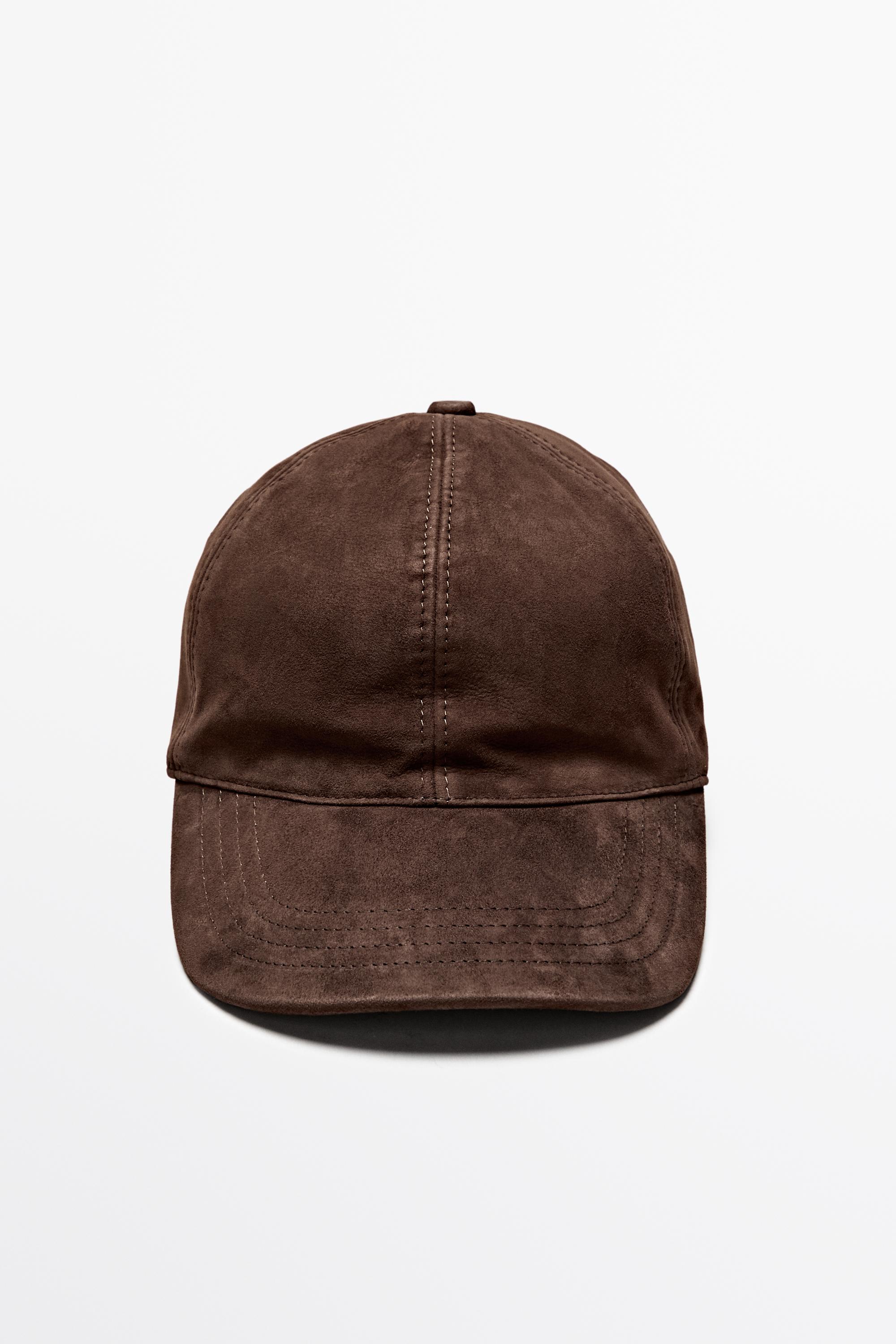 Suede leather cap Caramel
