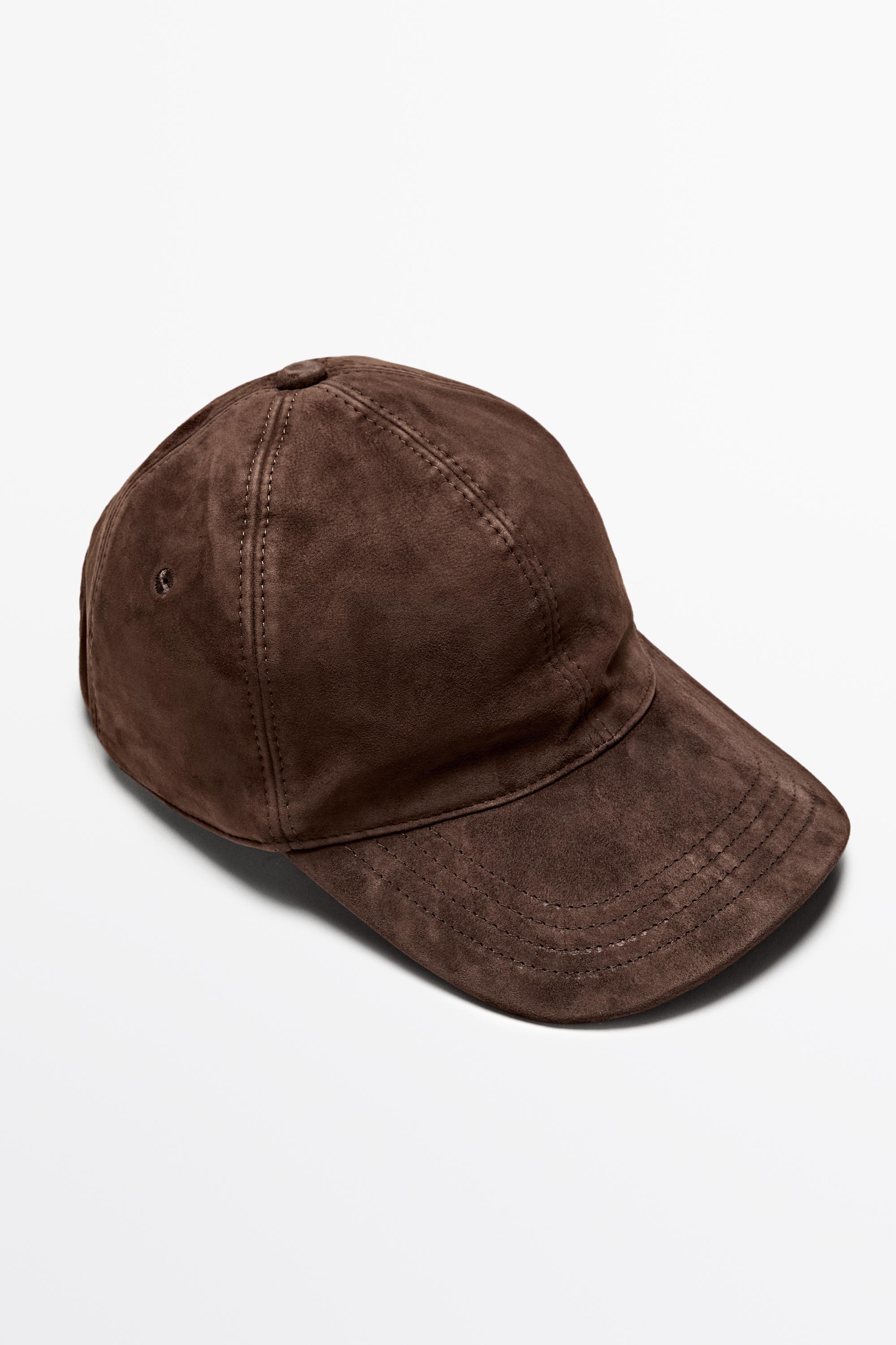 Suede leather cap Caramel