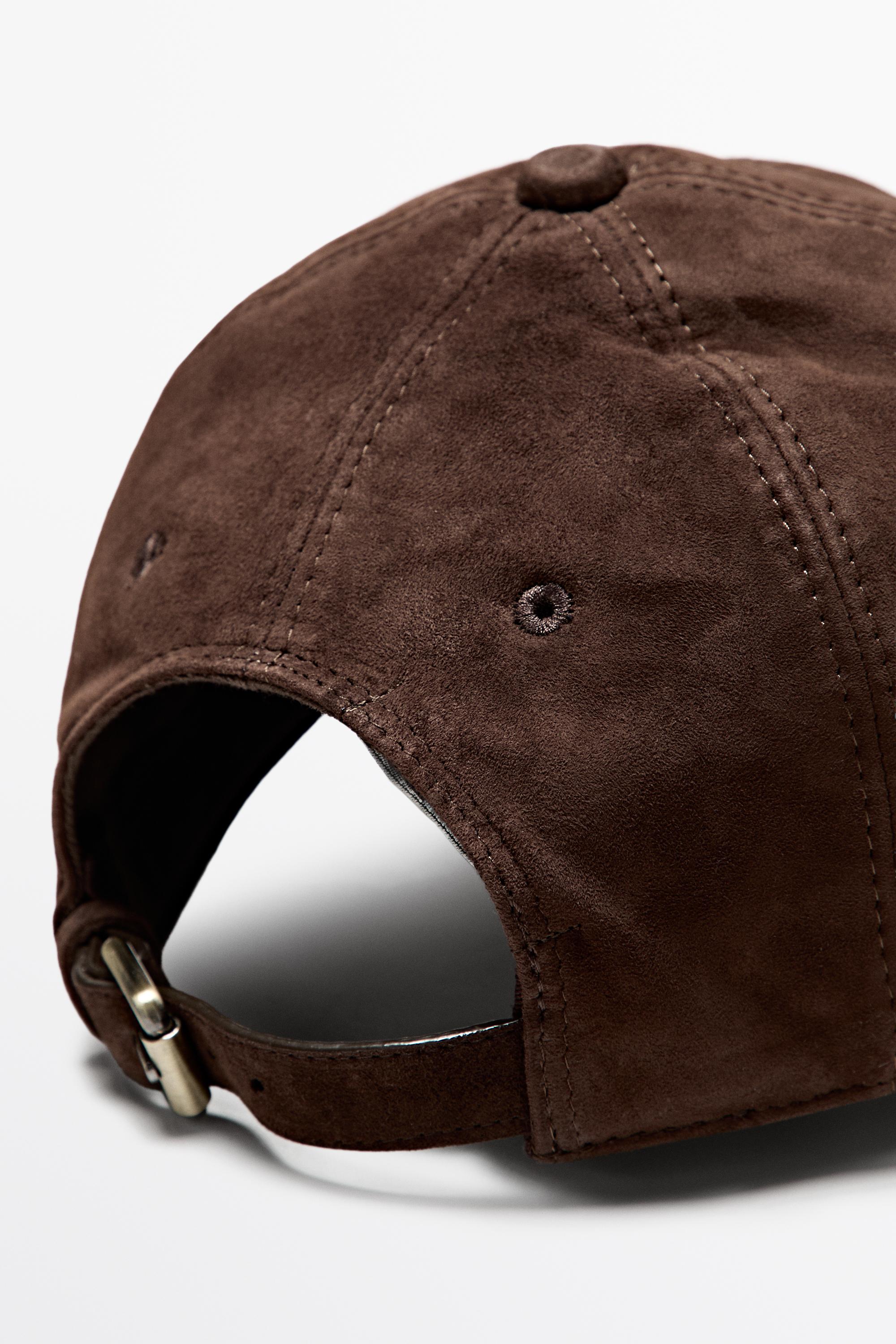 Suede leather cap Caramel