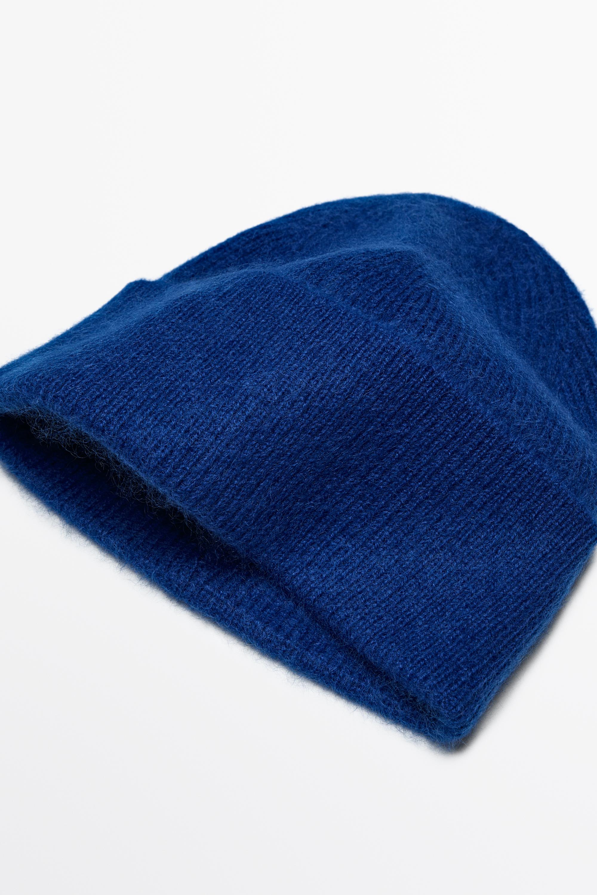 100% cashmere knit beanie Ink Blue