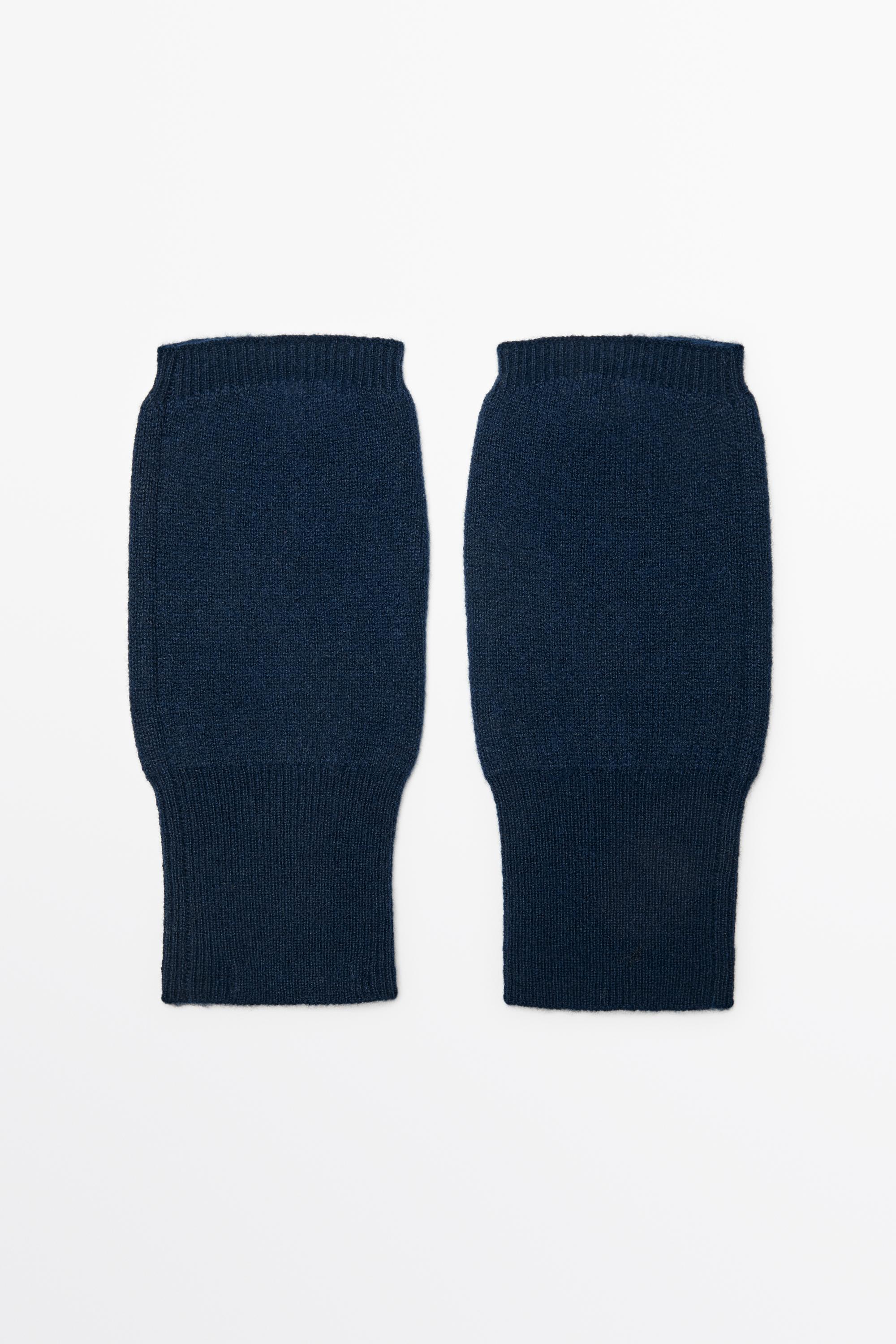 100% cashmere knit mittens Navy Blue