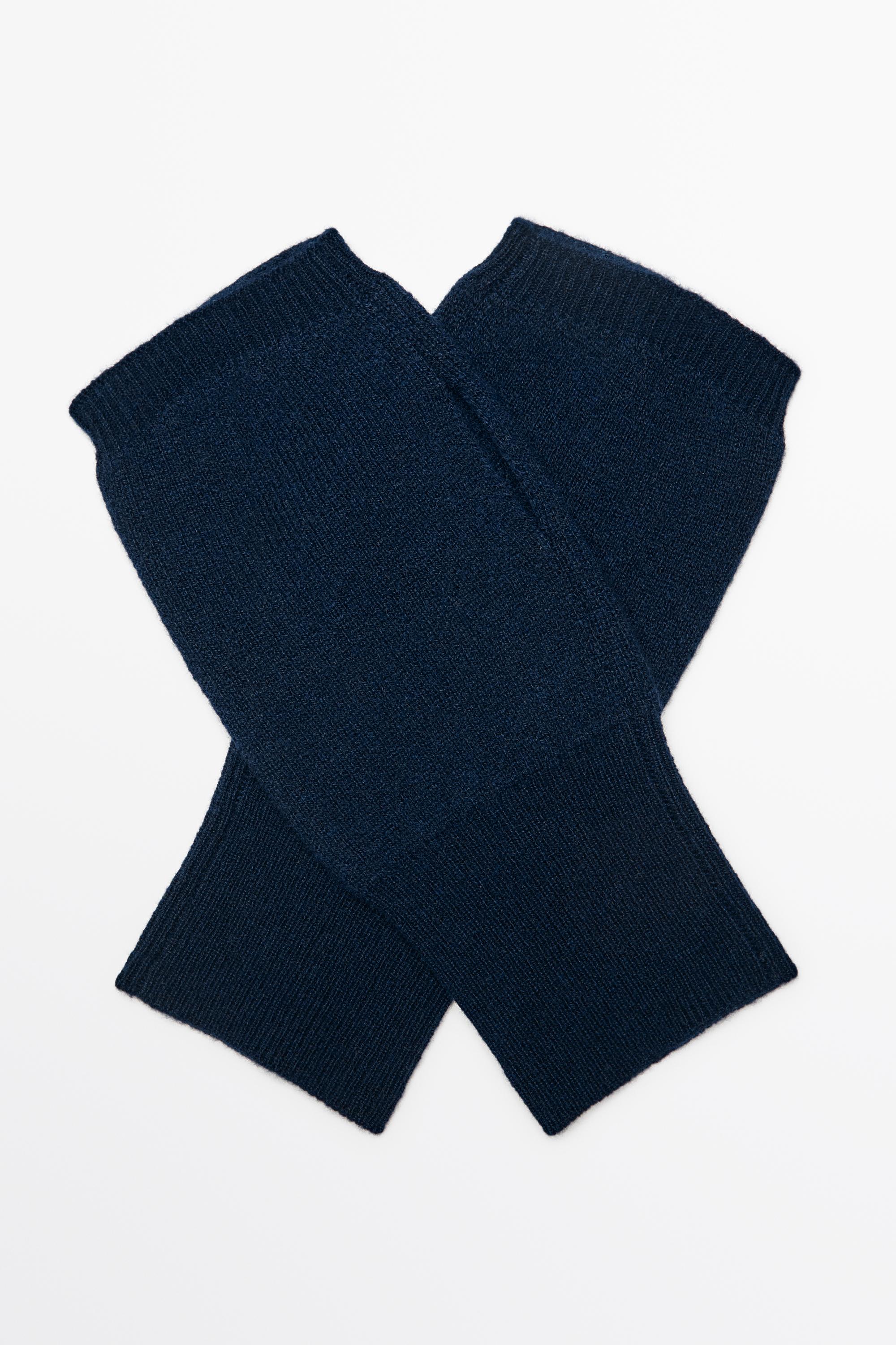 100% cashmere knit mittens Navy Blue