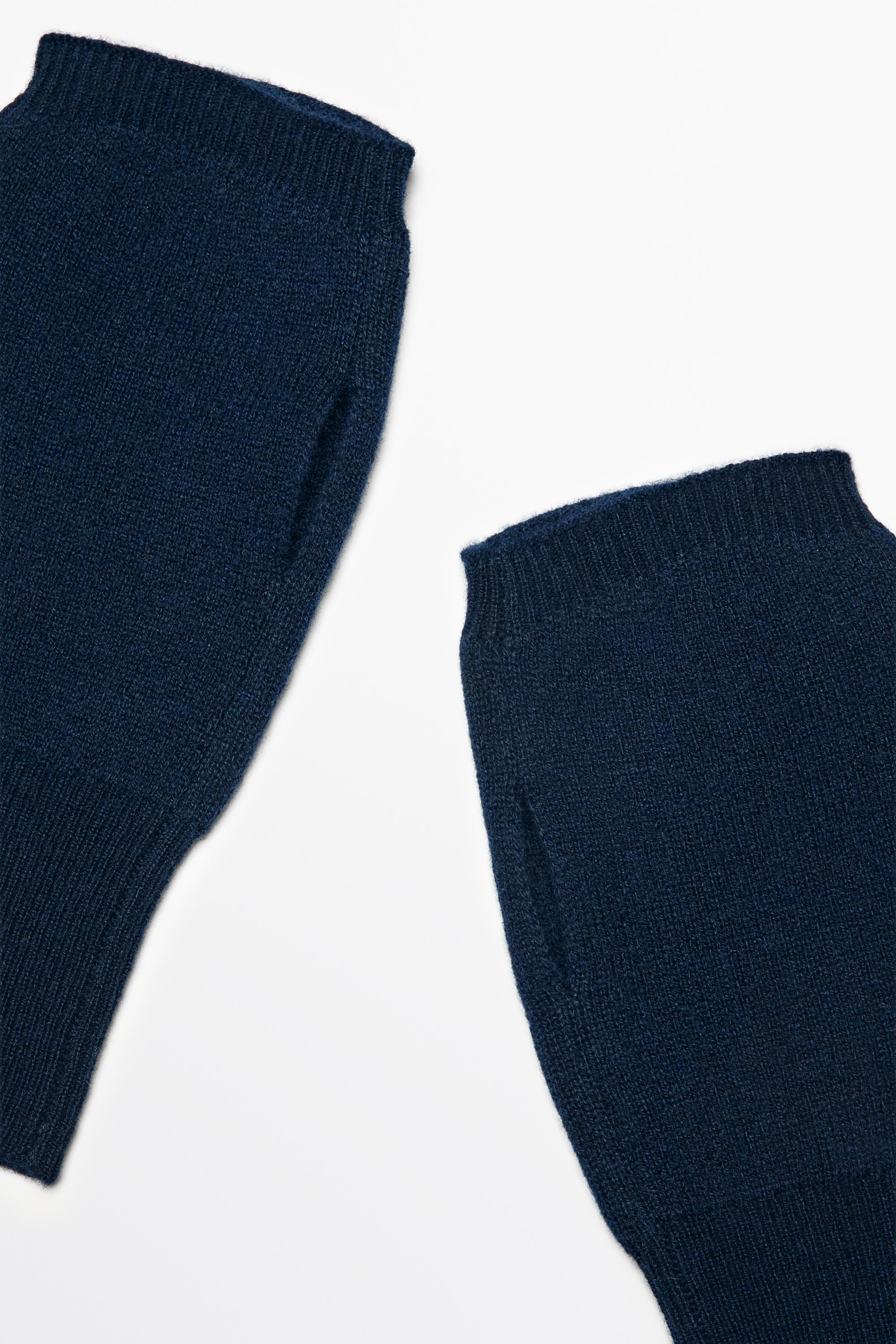 100% cashmere knit mittens Navy Blue