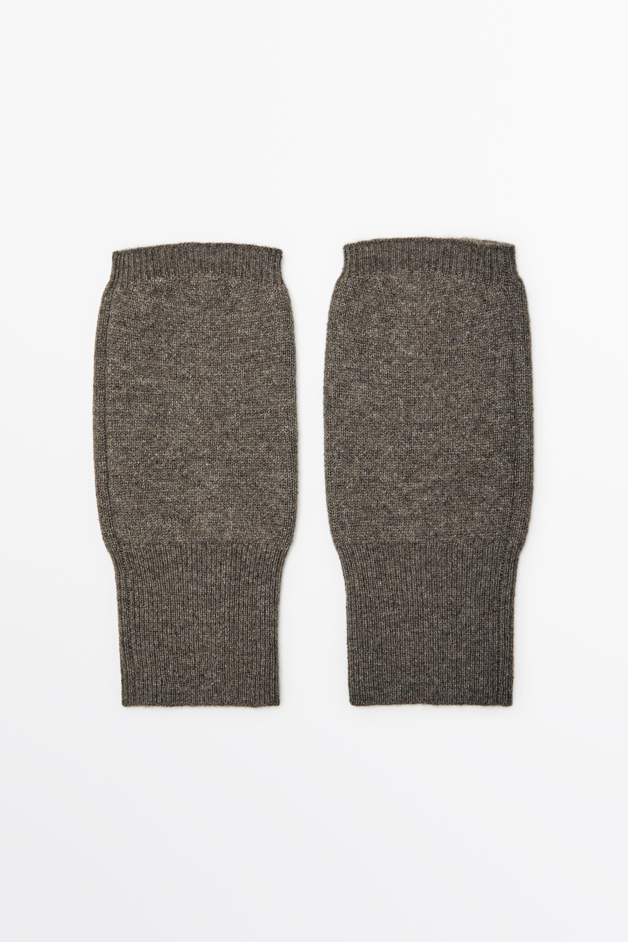 100% cashmere knit mittens Dark Khaki