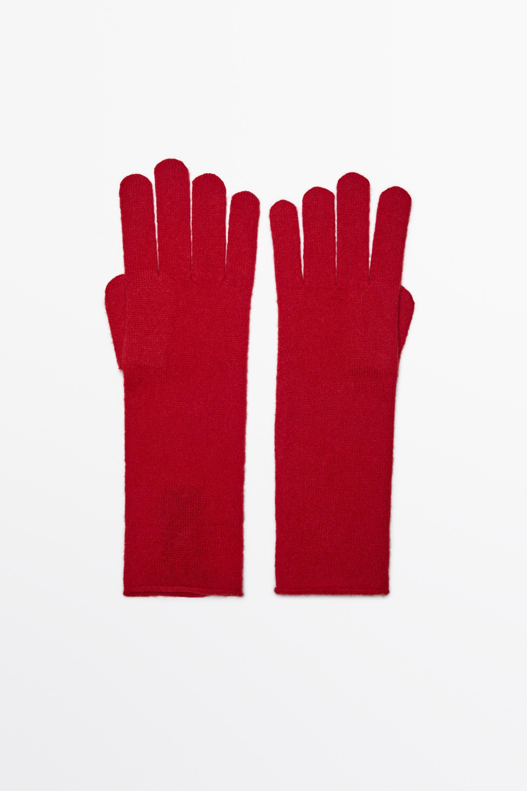 100% cashmere knit gloves Red