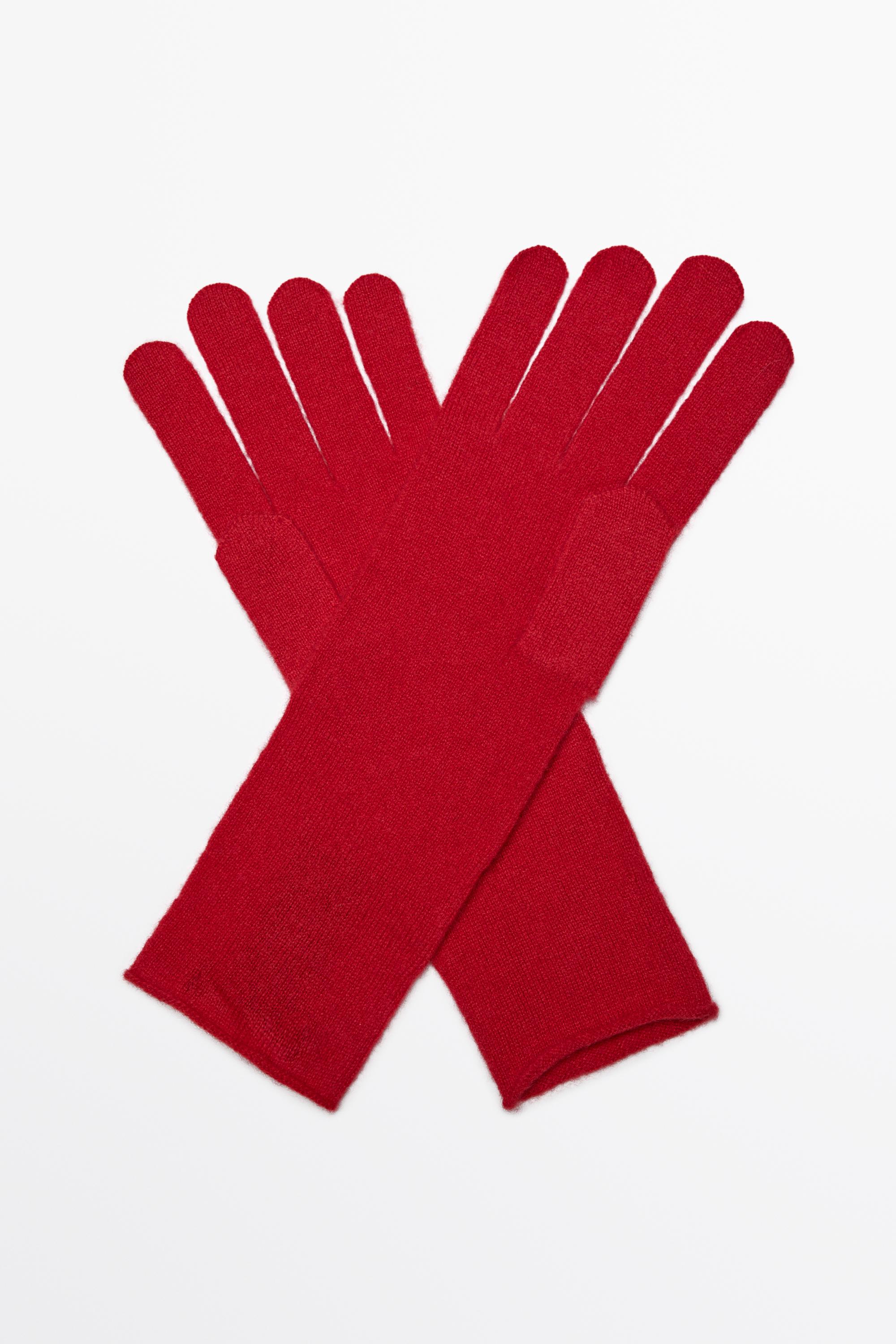 100% cashmere knit gloves Red