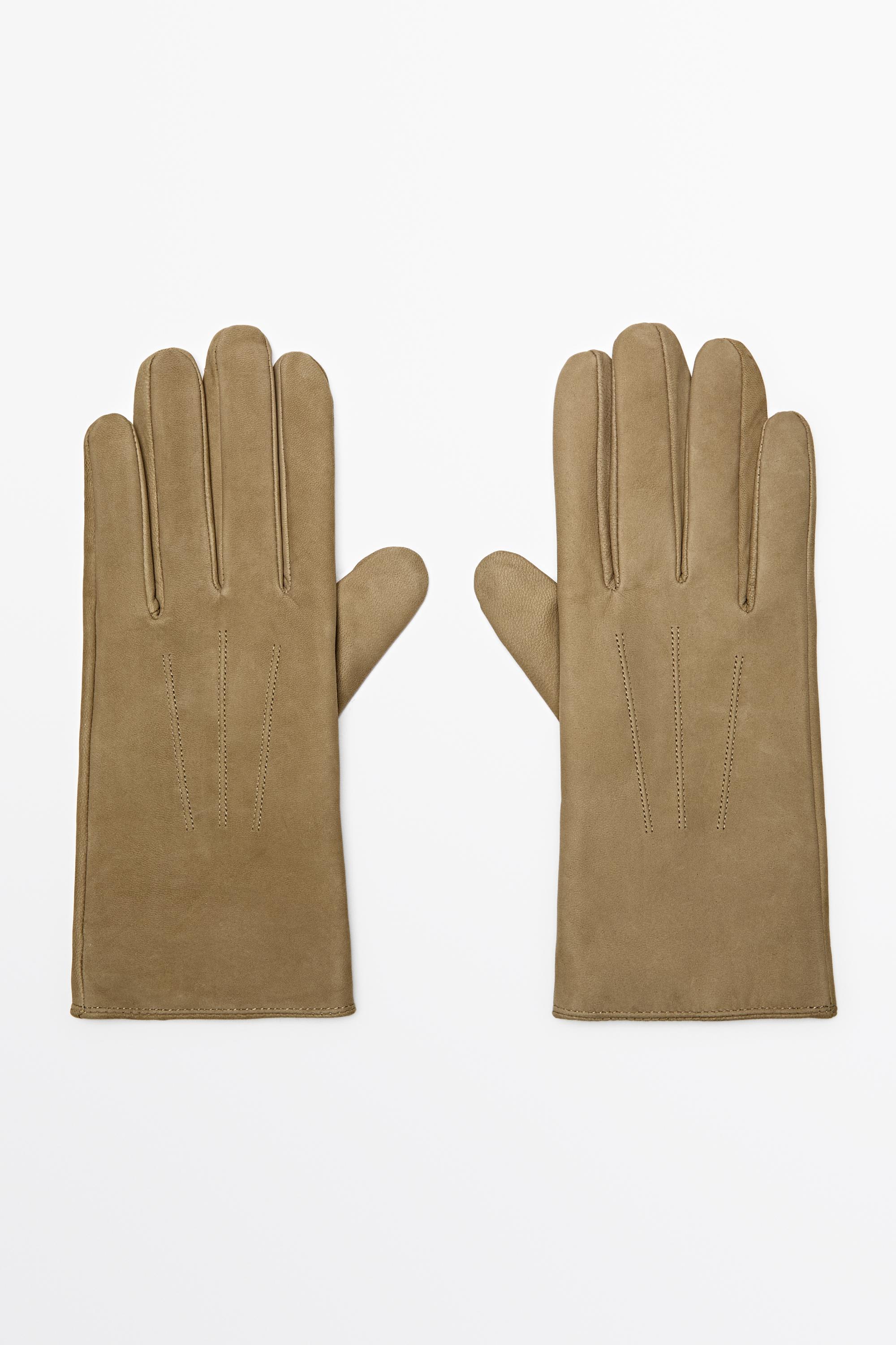 Leather gloves with split suede finish Mustard Yellow