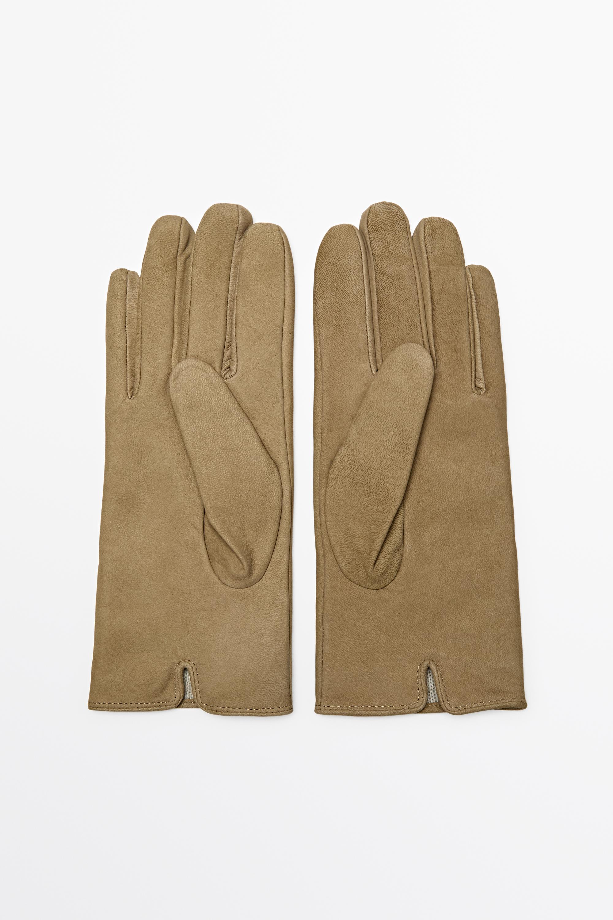 Leather gloves with split suede finish Mustard Yellow