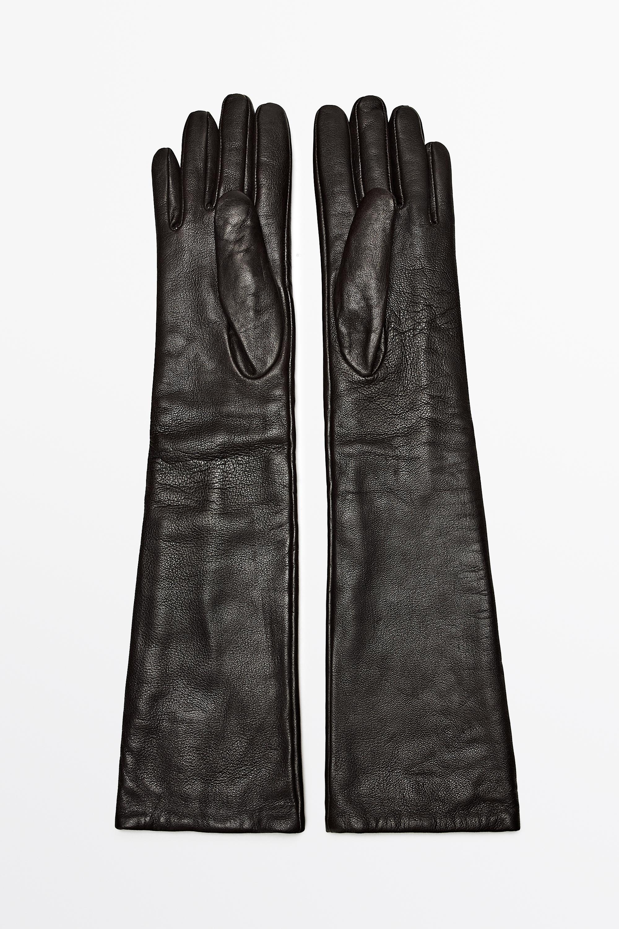 Long nappa leather gloves Brown