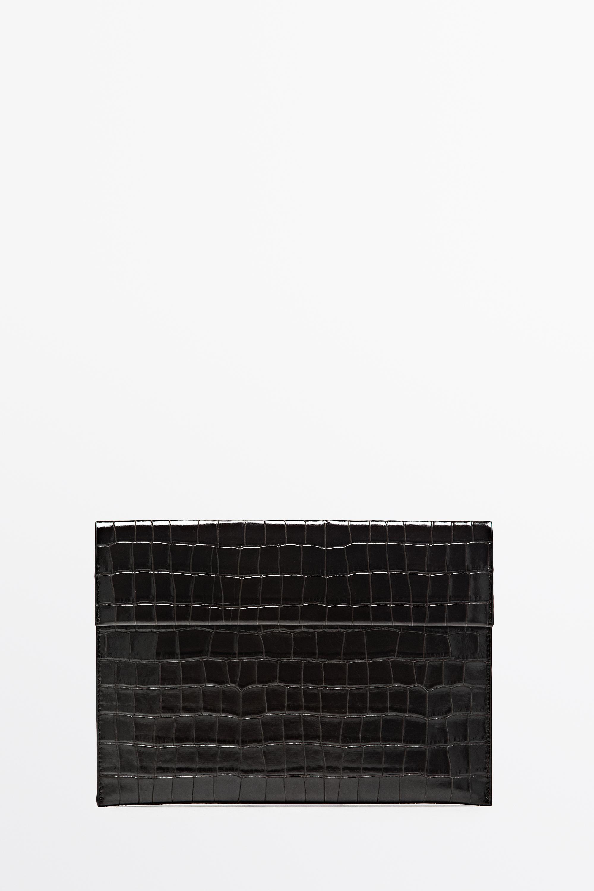 Textured leather iPad case Brown