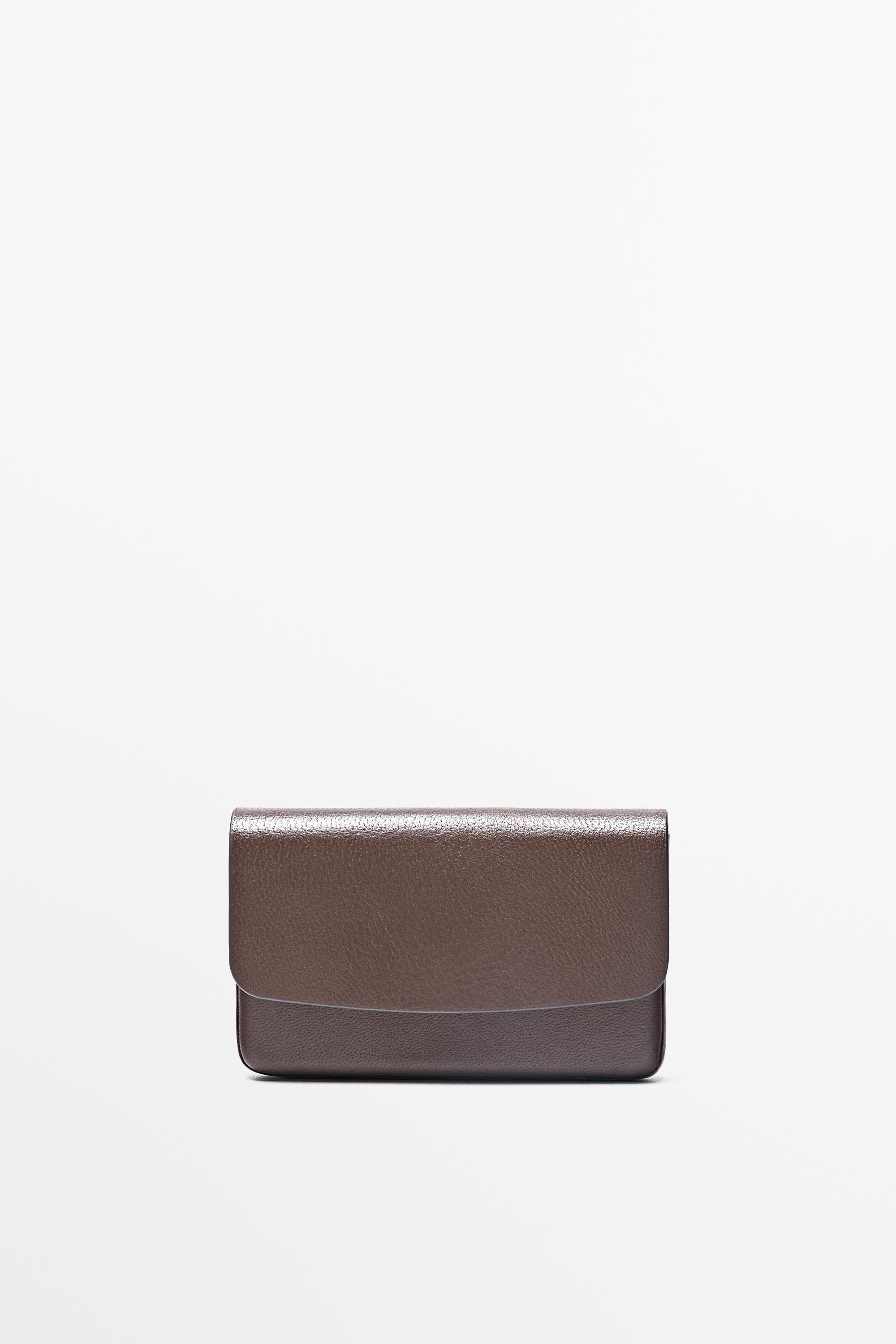 Crocodile-textured leather card holder Leather