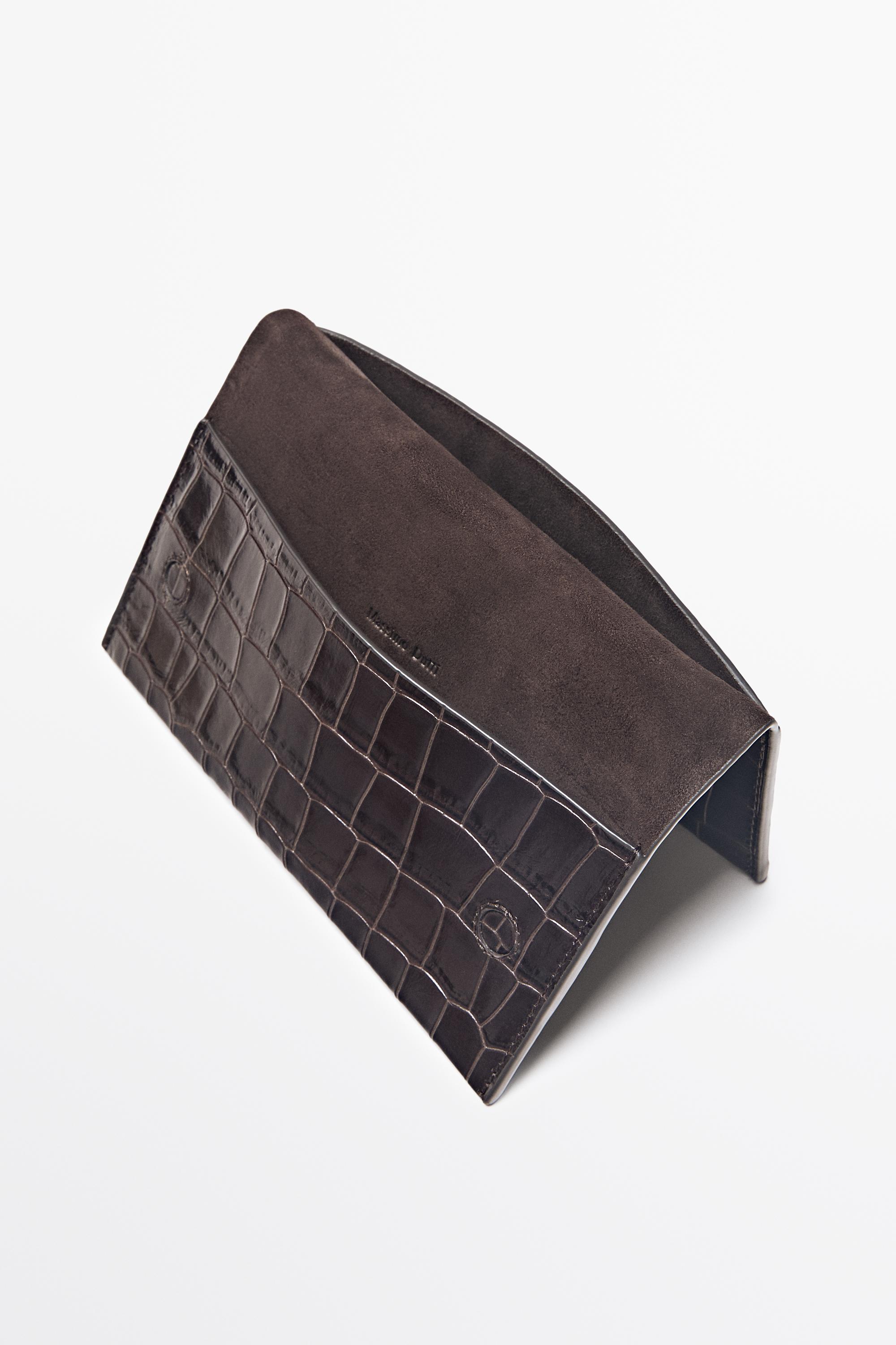 Crocodile-embossed leather belt bag Brown