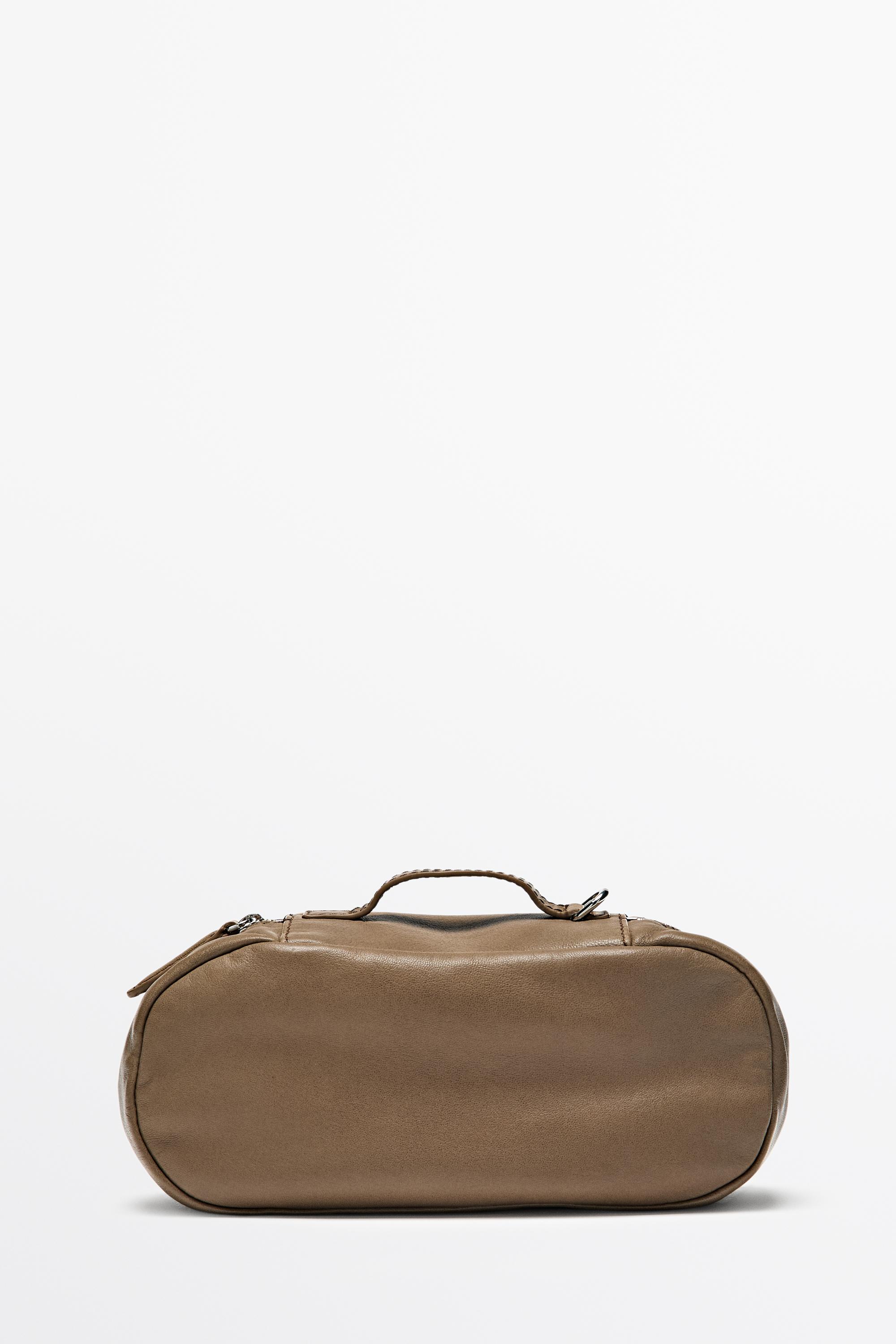 Nappa leather oval toiletry bag Mole Brown