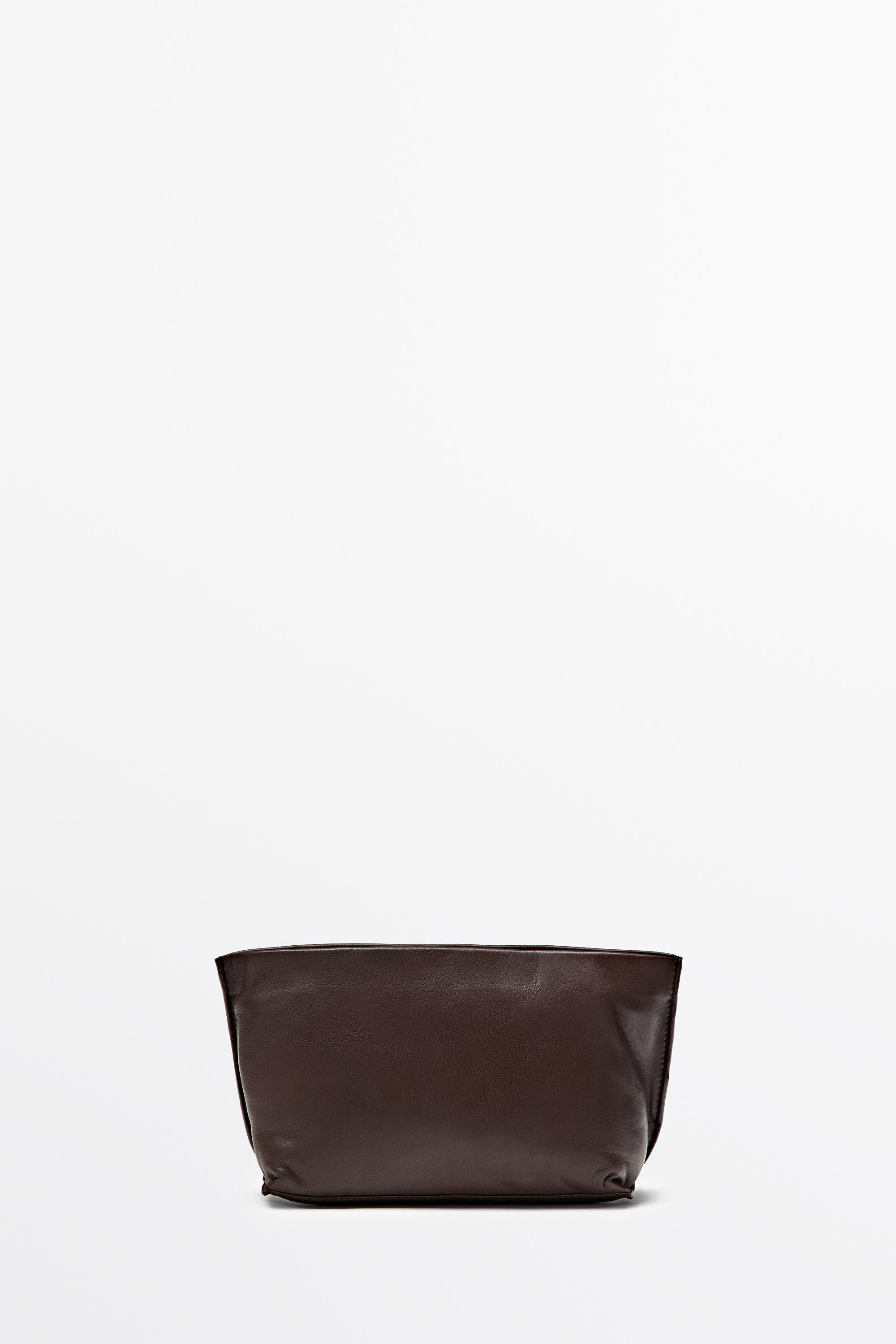 Soft nappa leather medium toiletry bag Brown