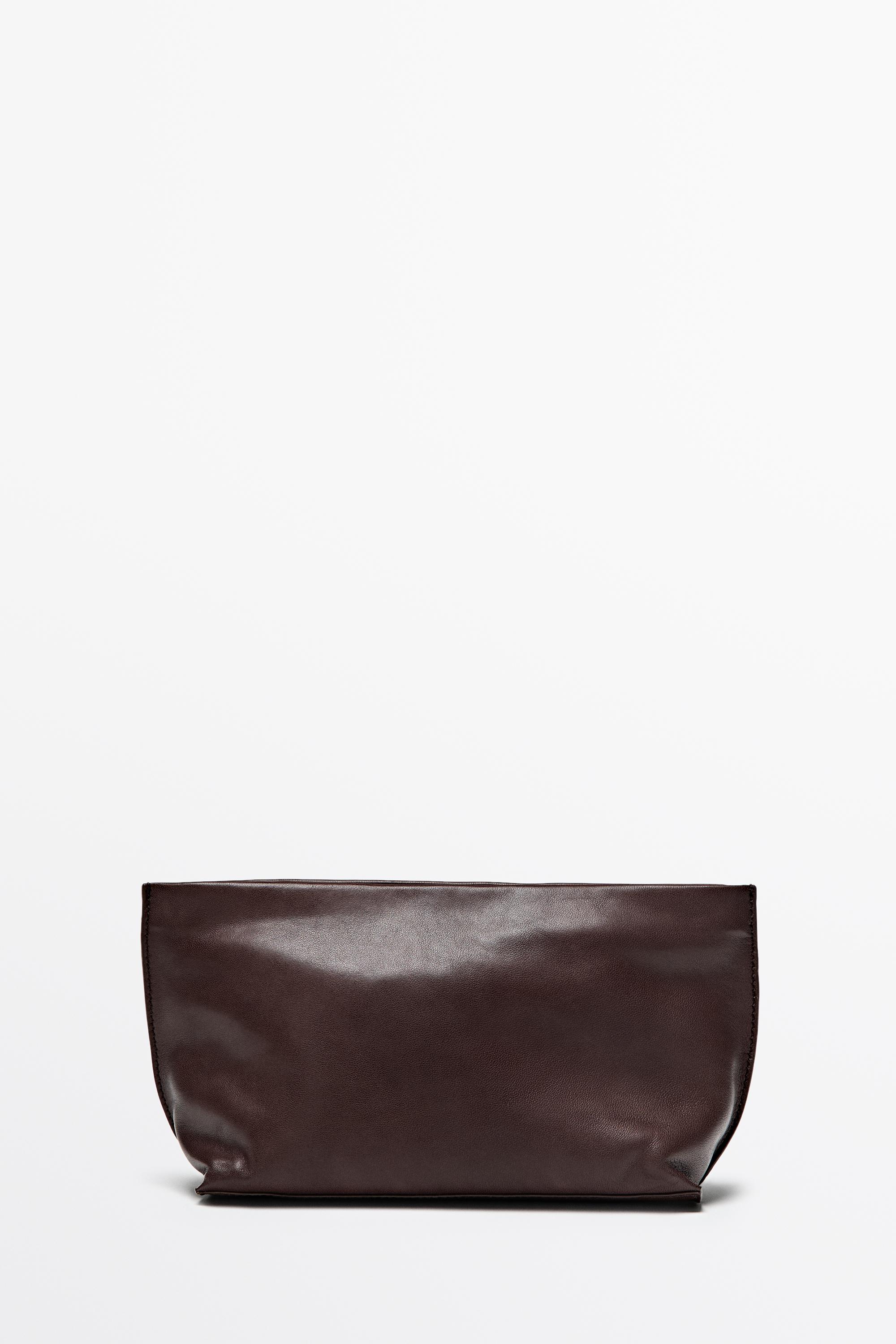 Large soft nappa leather toiletry bag Brown Marl